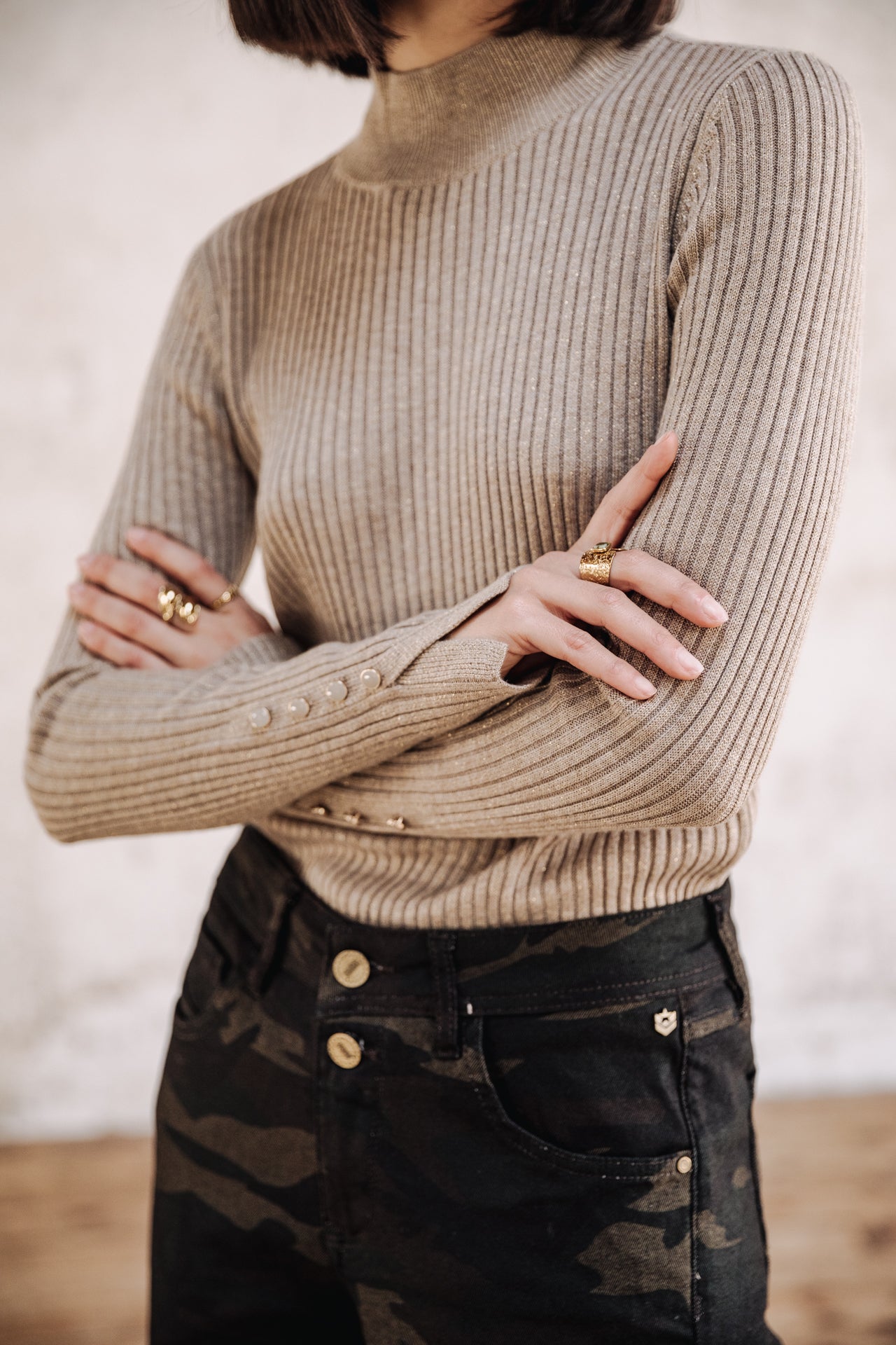 Pull col montant Femme Pryma gold | Freeman T. Porter
