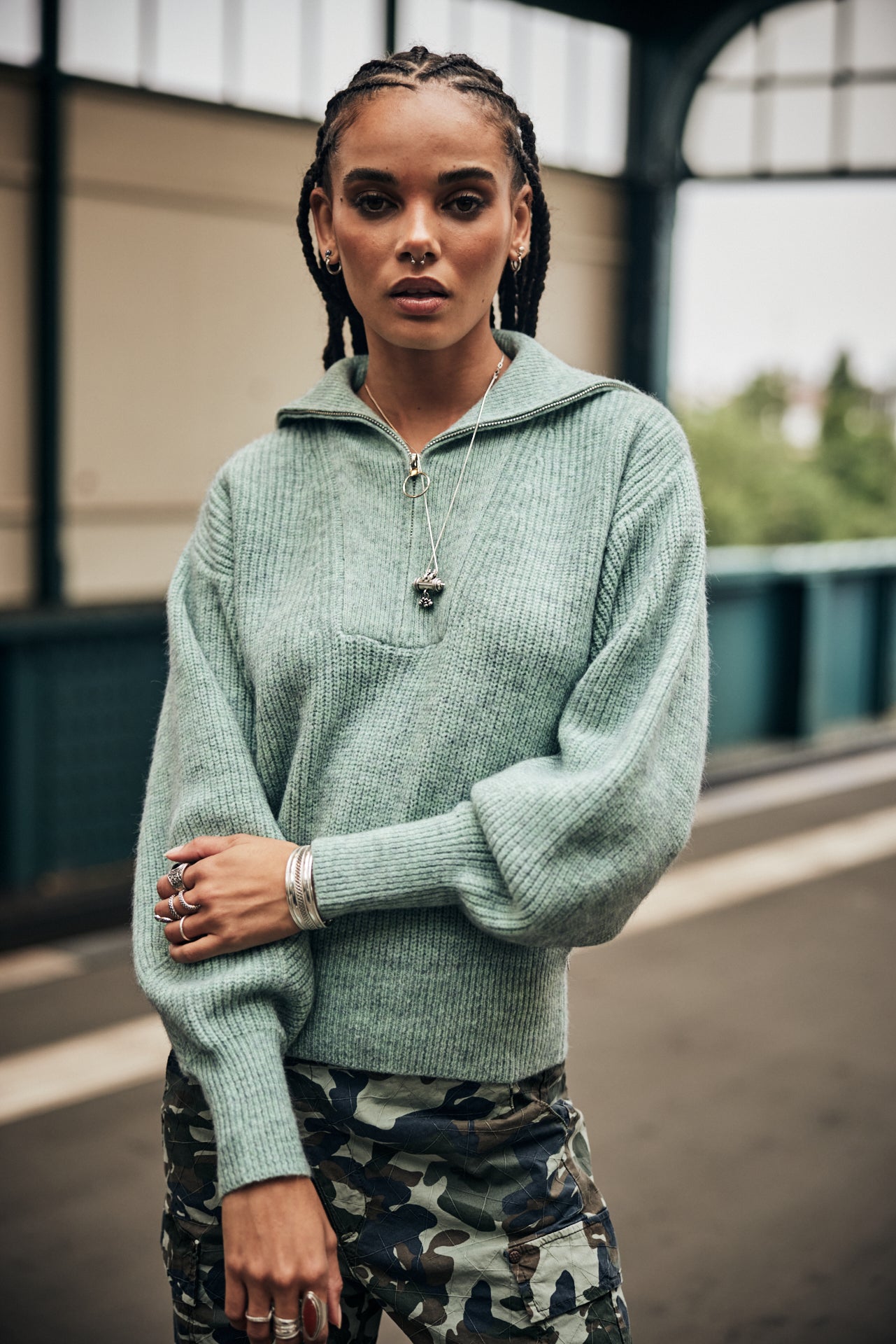 Pull col montant zipé Woman Polga Chine canton | Freeman T. Porter