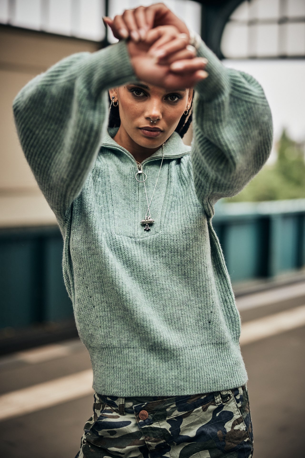 Pull col montant zipé Femme Polga Chine canton | Freeman T. Porter