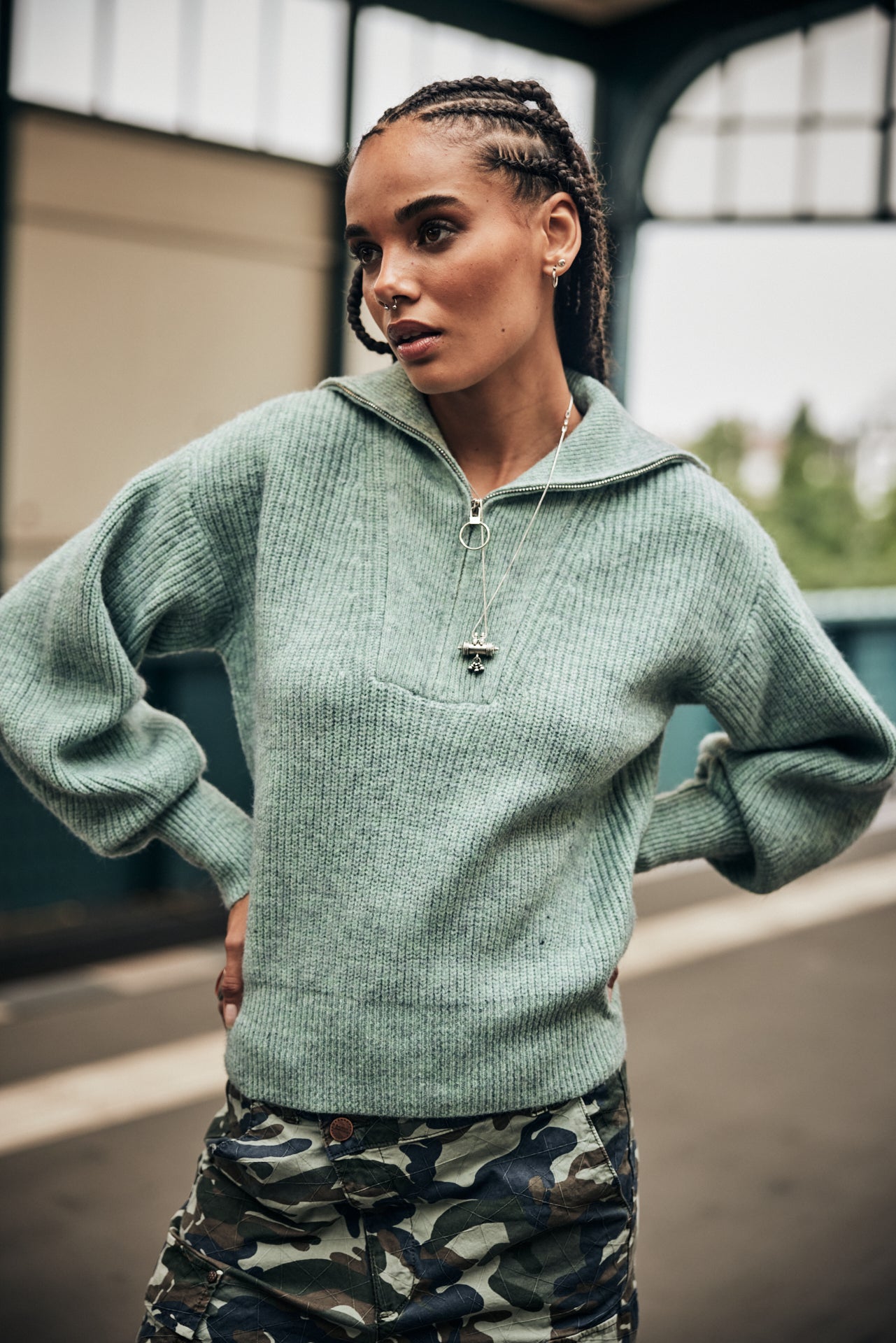 Pull col montant zipé Femme Polga Chine canton | Freeman T. Porter