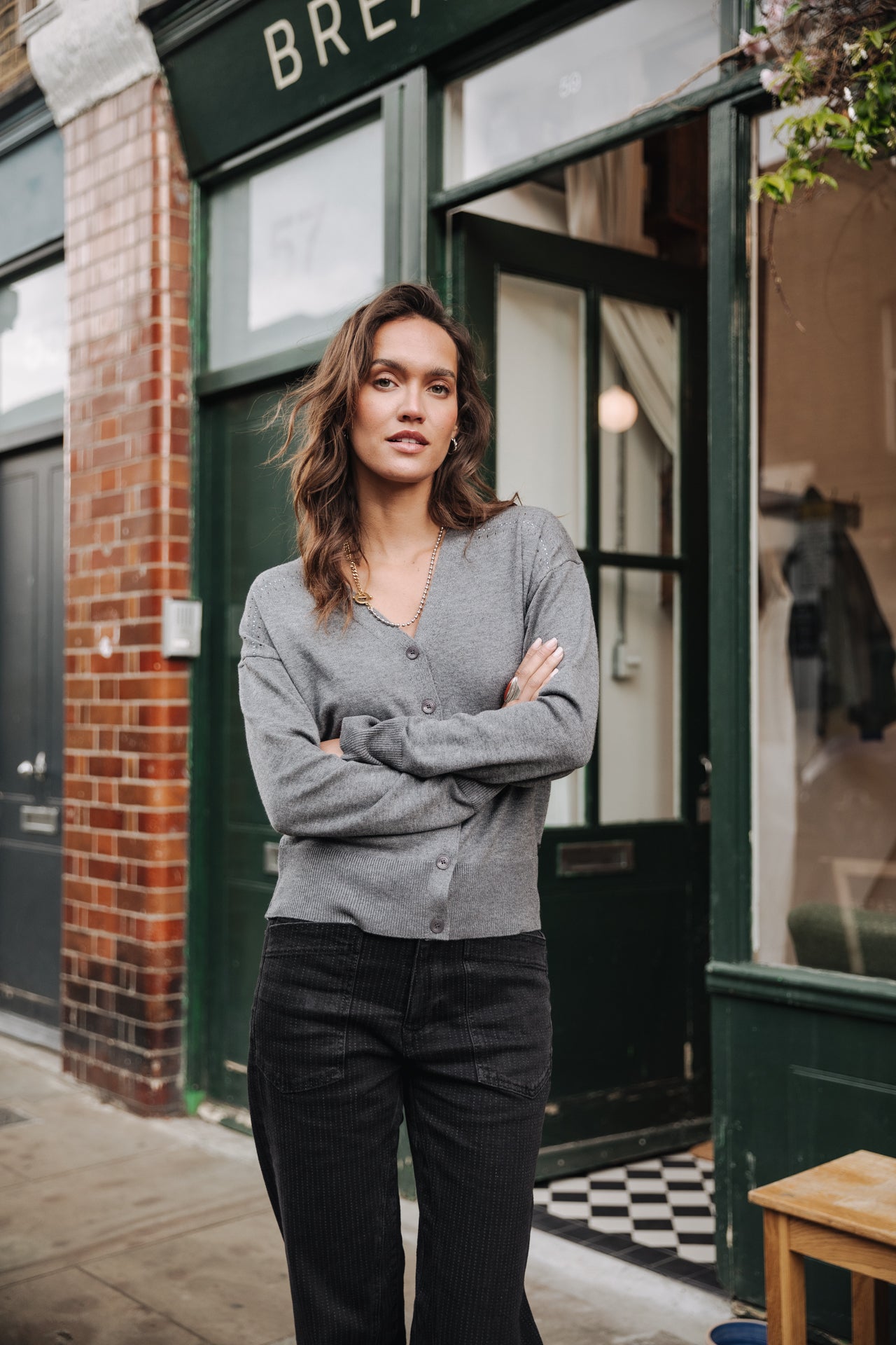 Cardigan Femme Gelly Icon medium grey melange | Freeman T. Porter