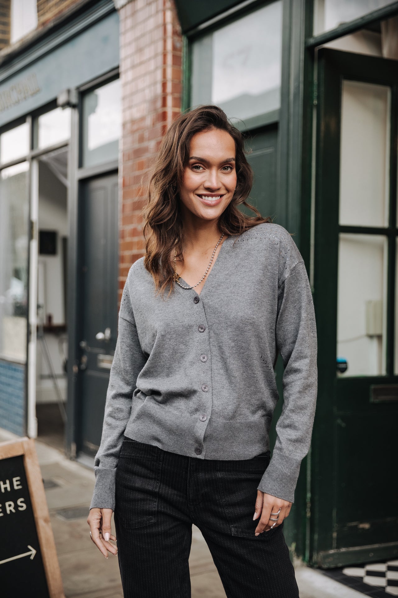 Cardigan Femme Gelly Icon medium grey melange | Freeman T. Porter