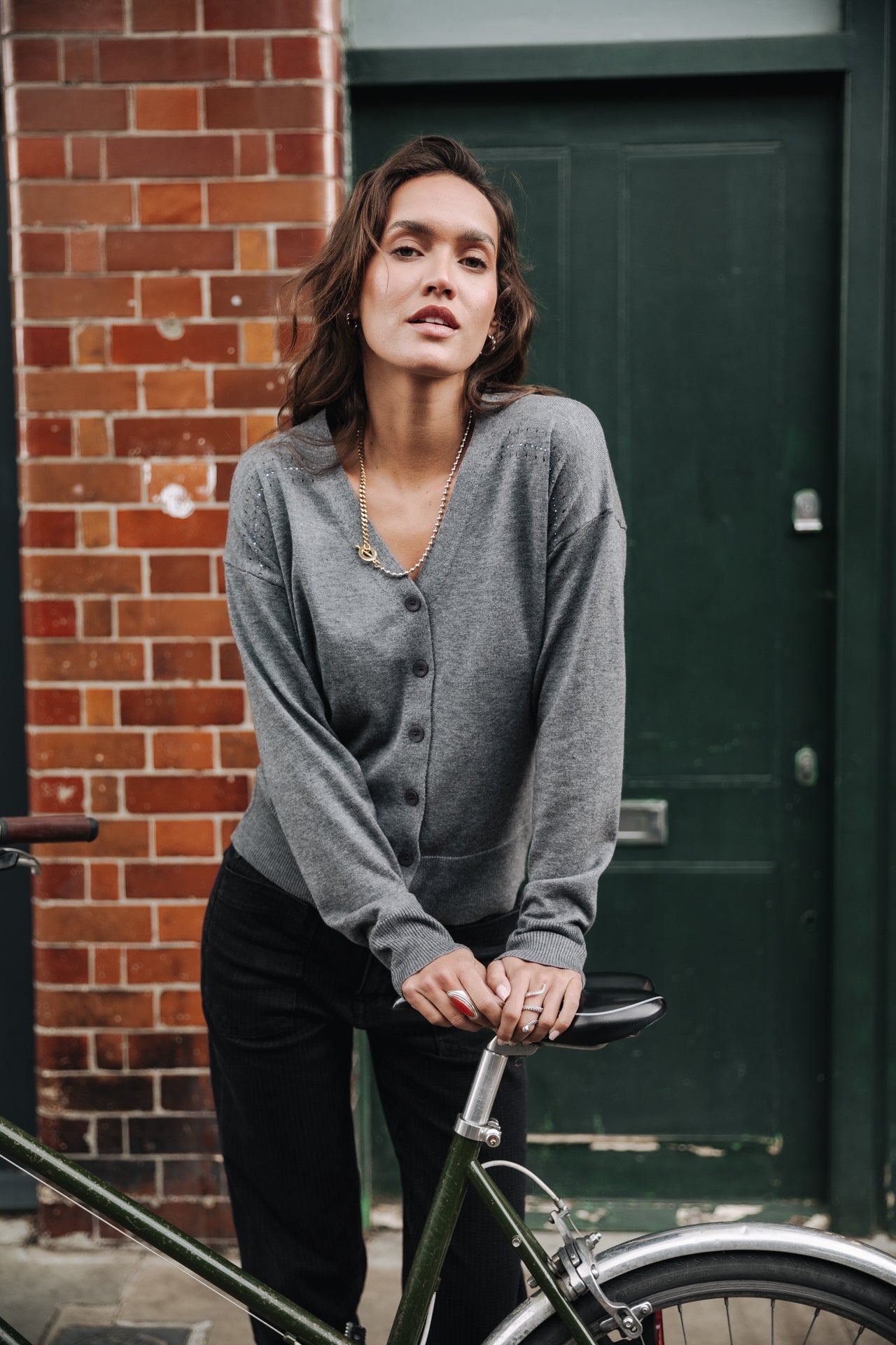 Cardigan Femme Gelly Icon medium grey melange | Freeman T. Porter