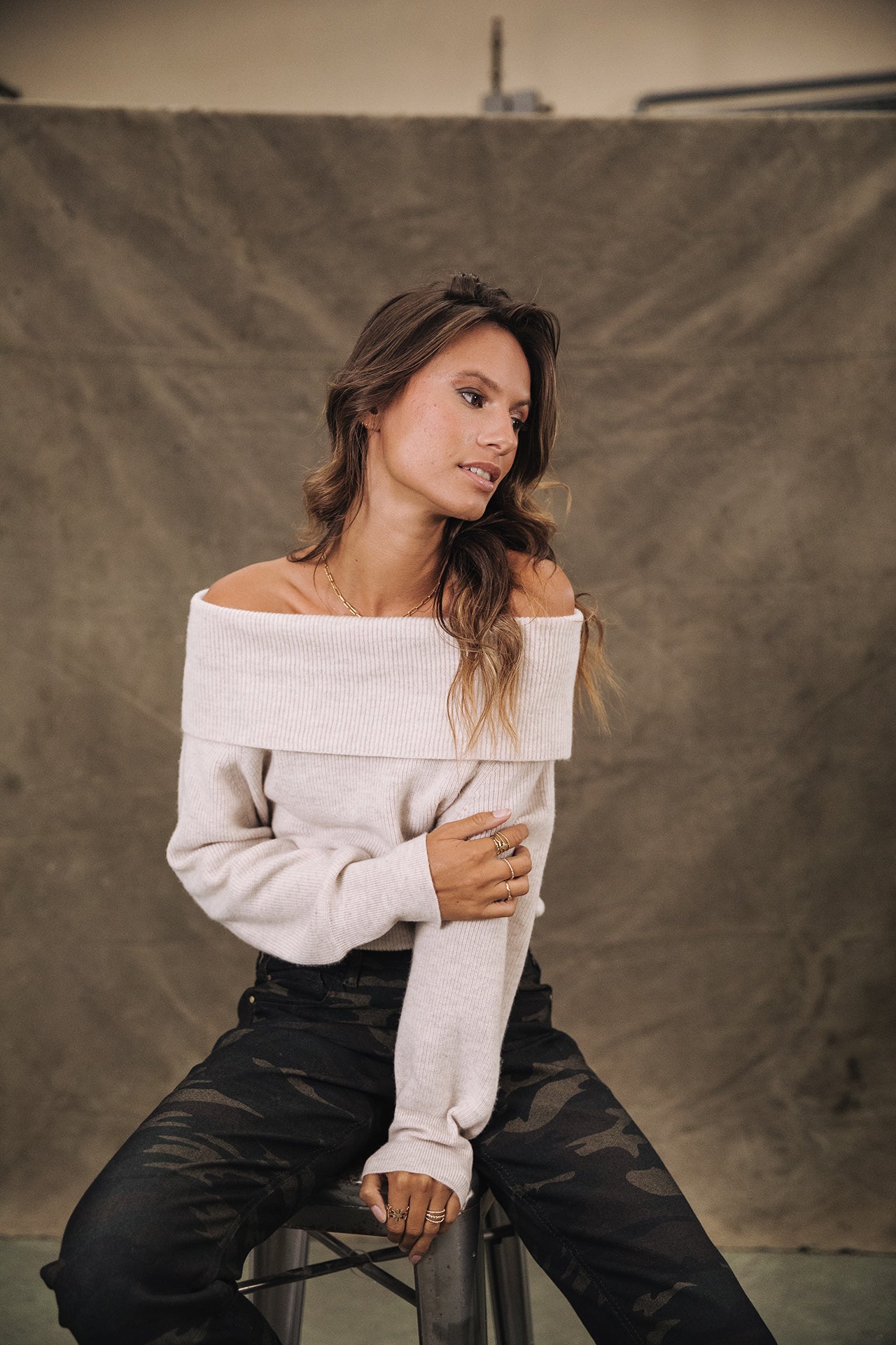 Pull manches longues Femme Polina white sand | Freeman T. Porter