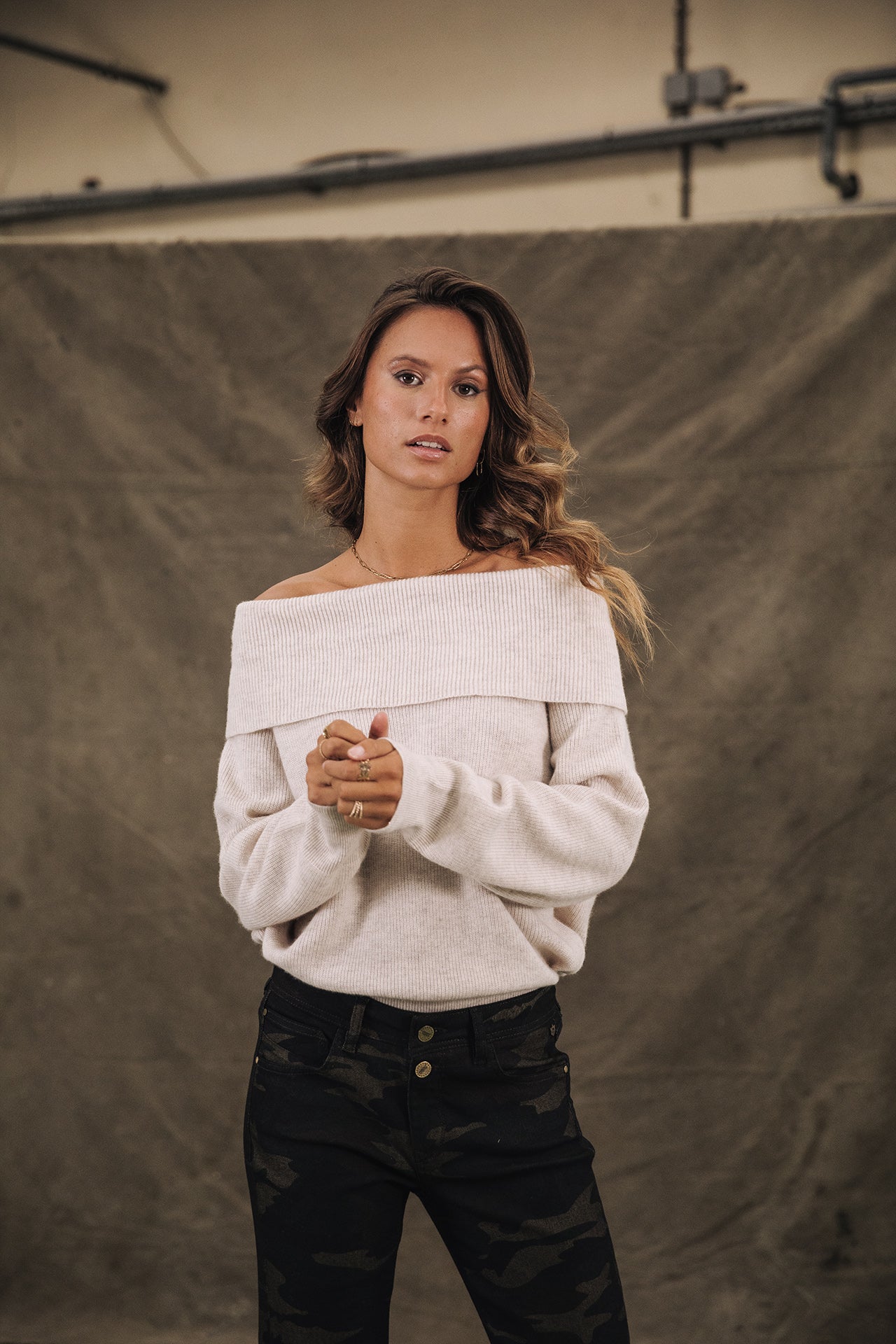 Pull manches longues Femme Polina white sand | Freeman T. Porter