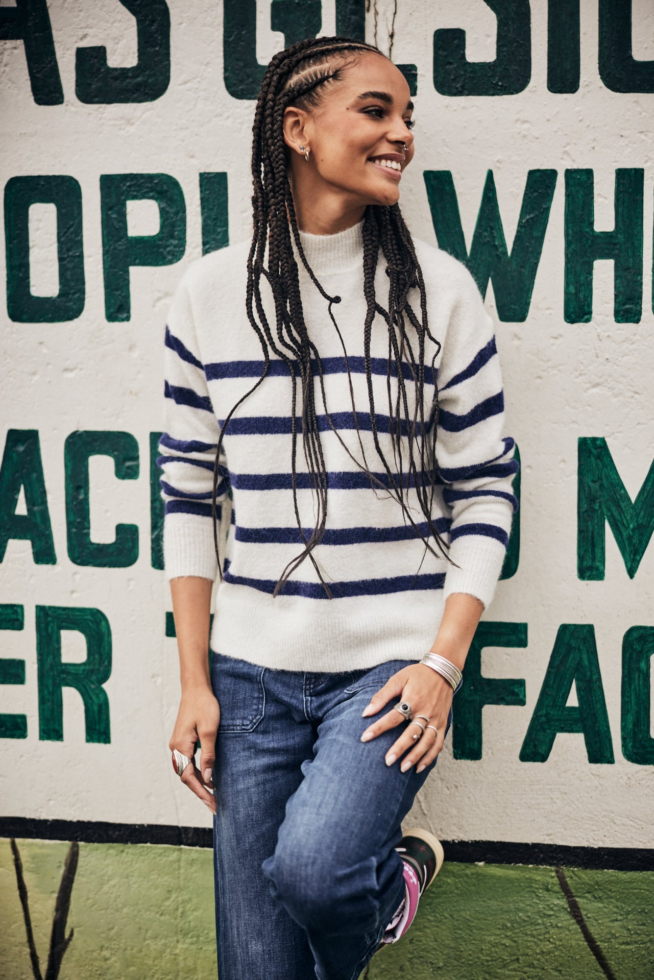 Pull manches longues Woman Petrice Stripes white | Freeman T. Porter