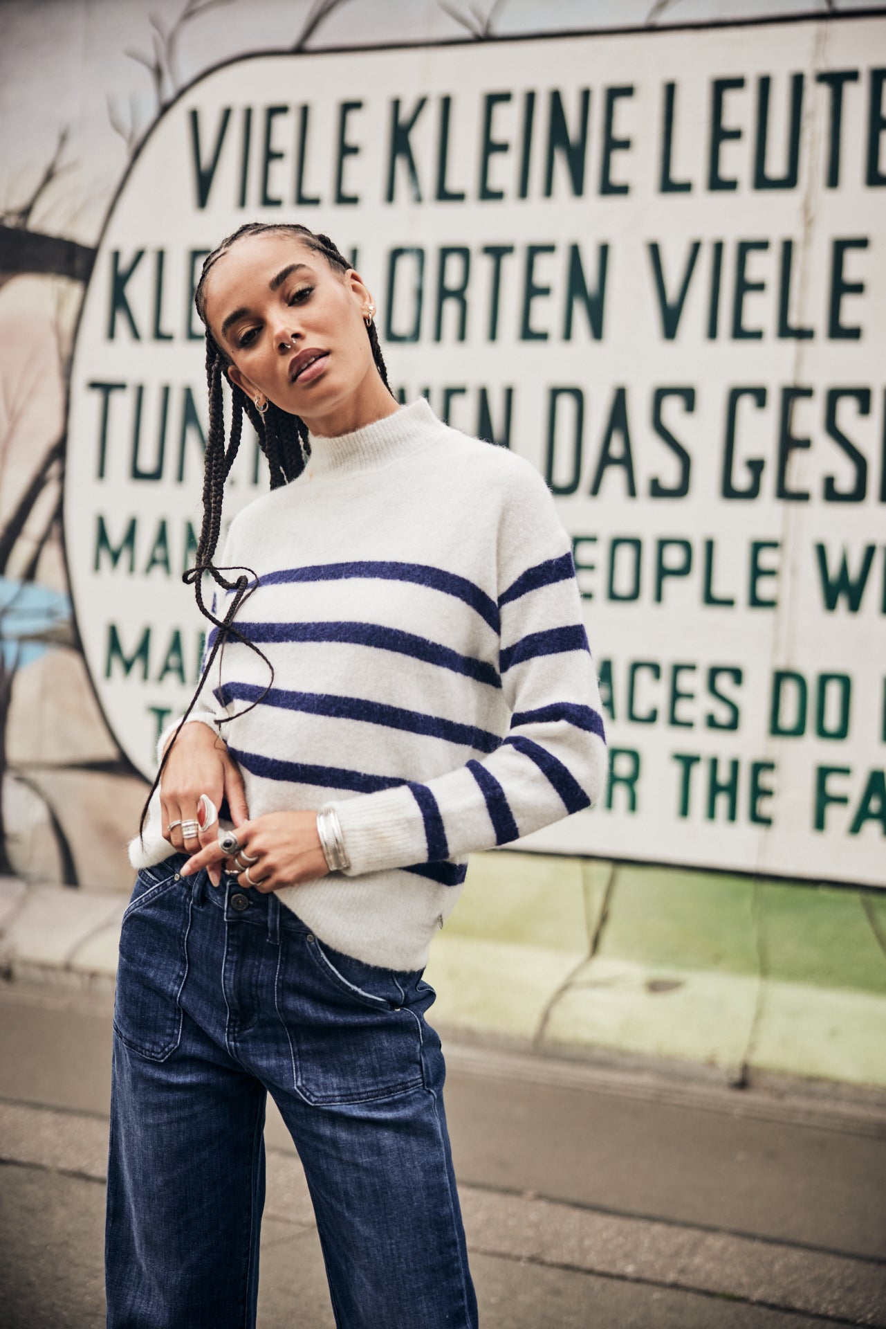 Pull manches longues Woman Petrice Stripes white | Freeman T. Porter