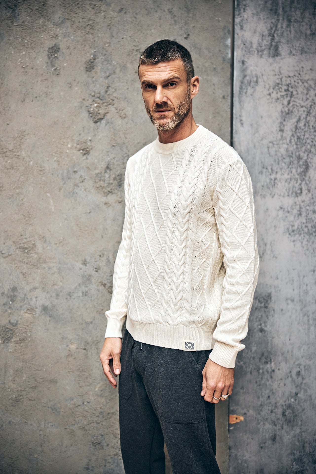 Pull col rond Men Karl Falun egret | Freeman T. Porter
