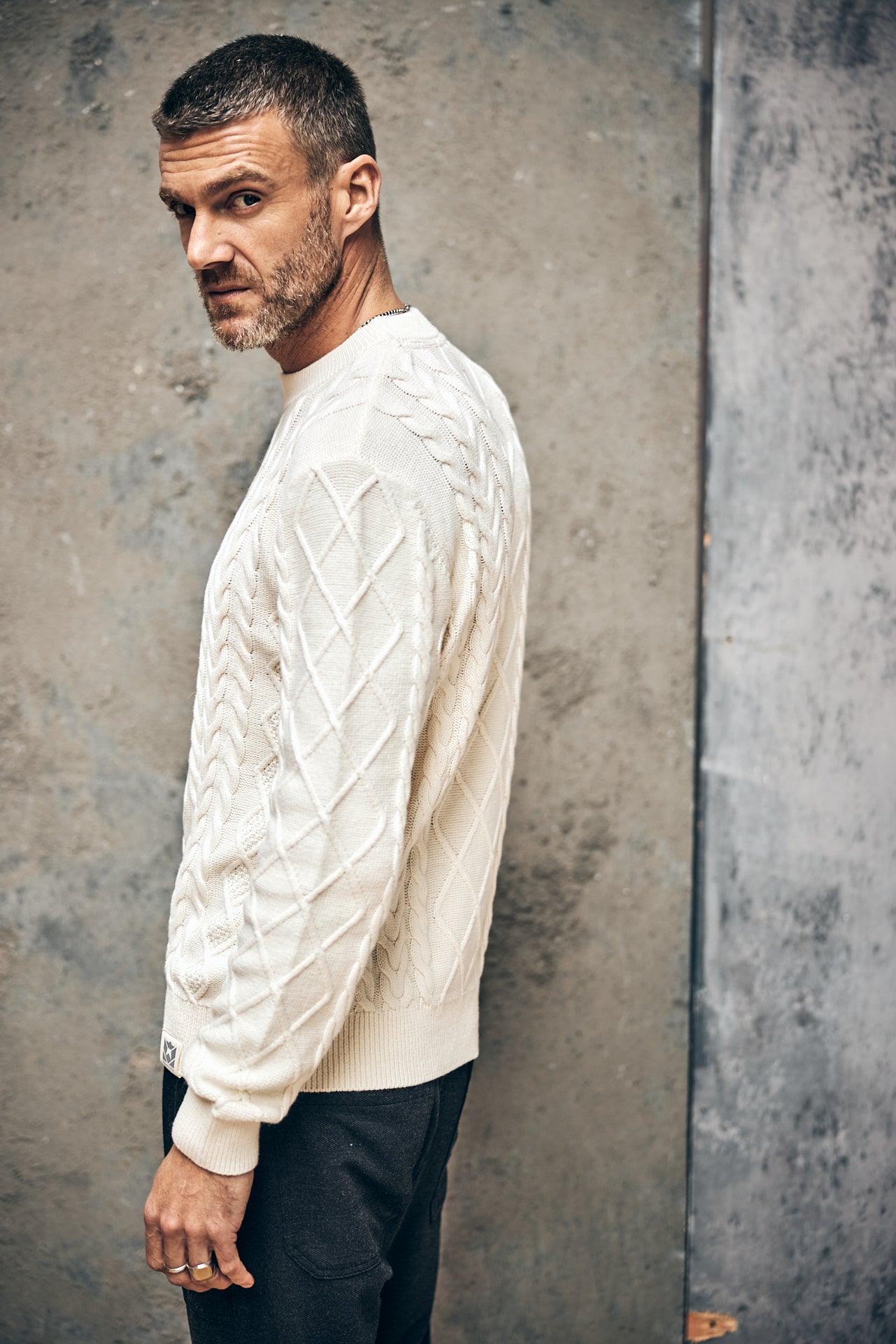 Pull col rond Men Karl Falun egret | Freeman T. Porter