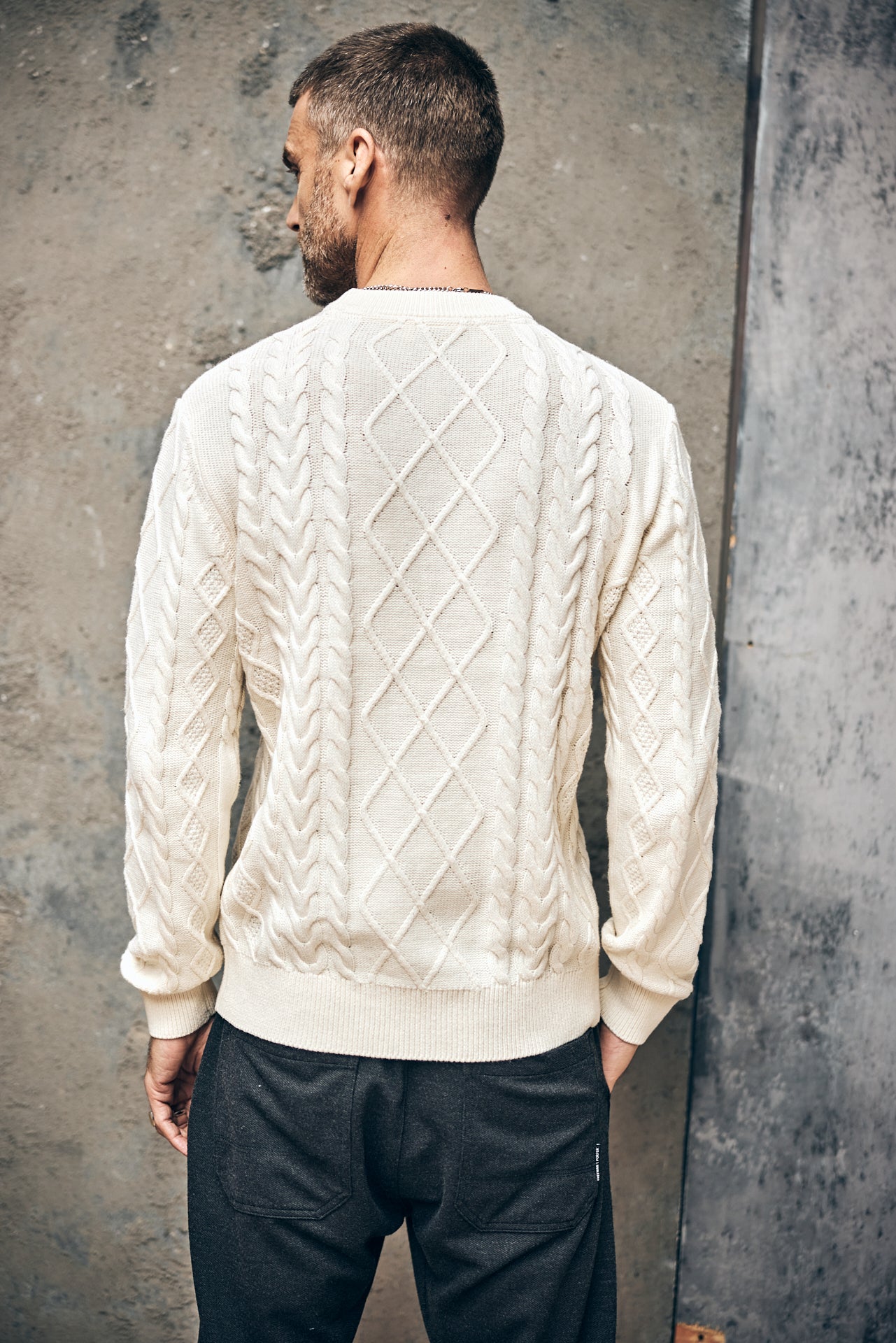 Pull col rond Men Karl Falun egret | Freeman T. Porter