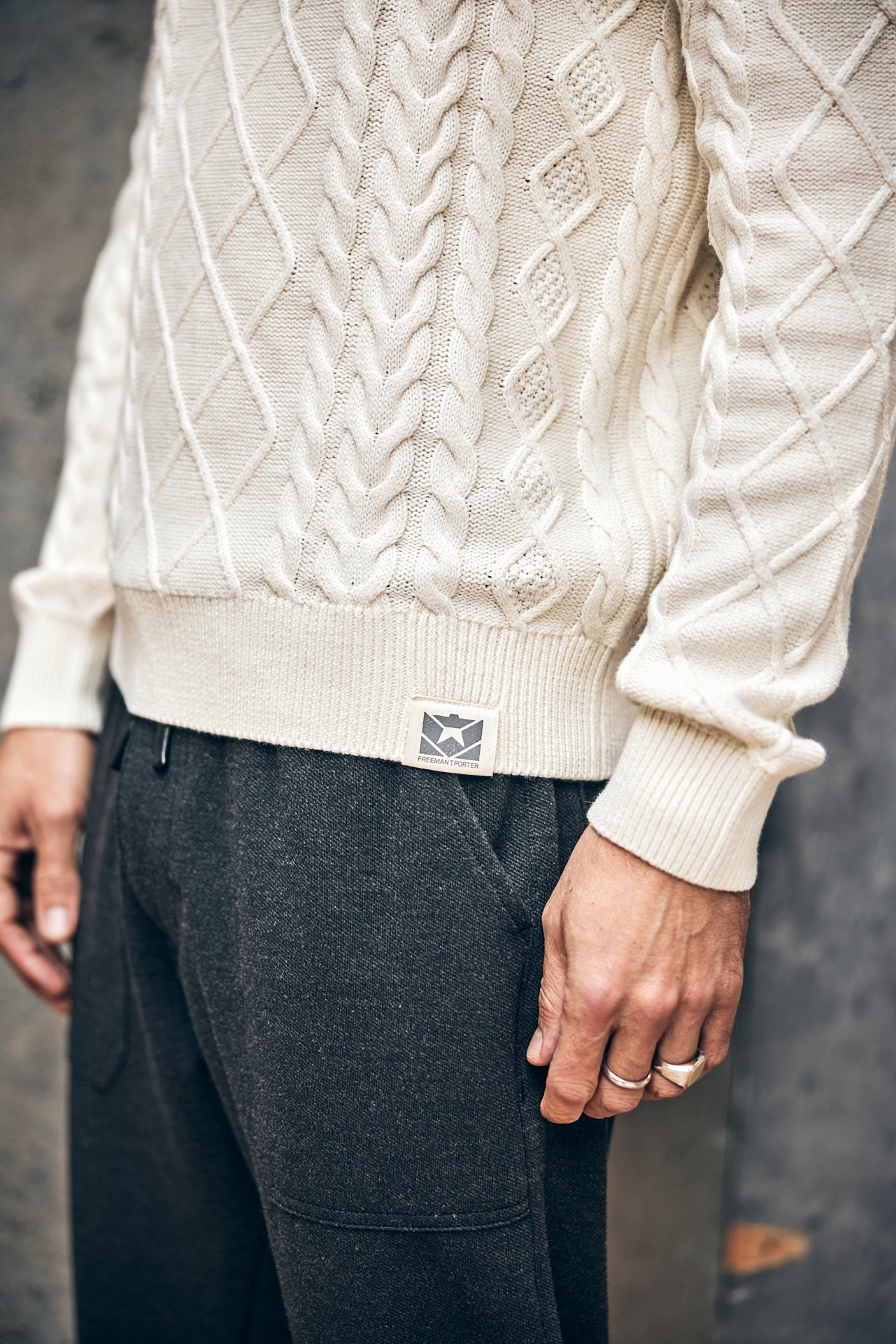 Pull col rond Men Karl Falun egret | Freeman T. Porter