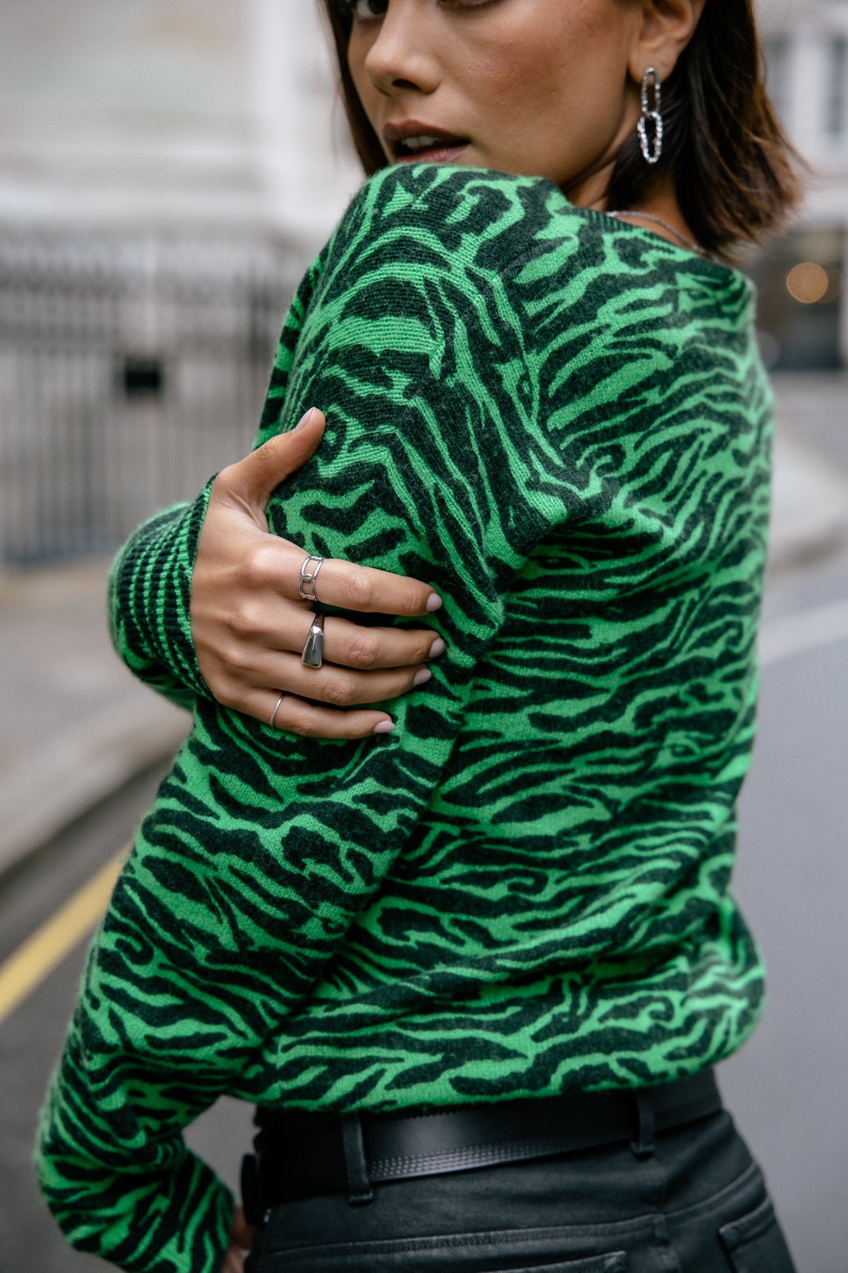 Pull imprimé zebré Frau Parina Zebra fern green | Freeman T. Porter