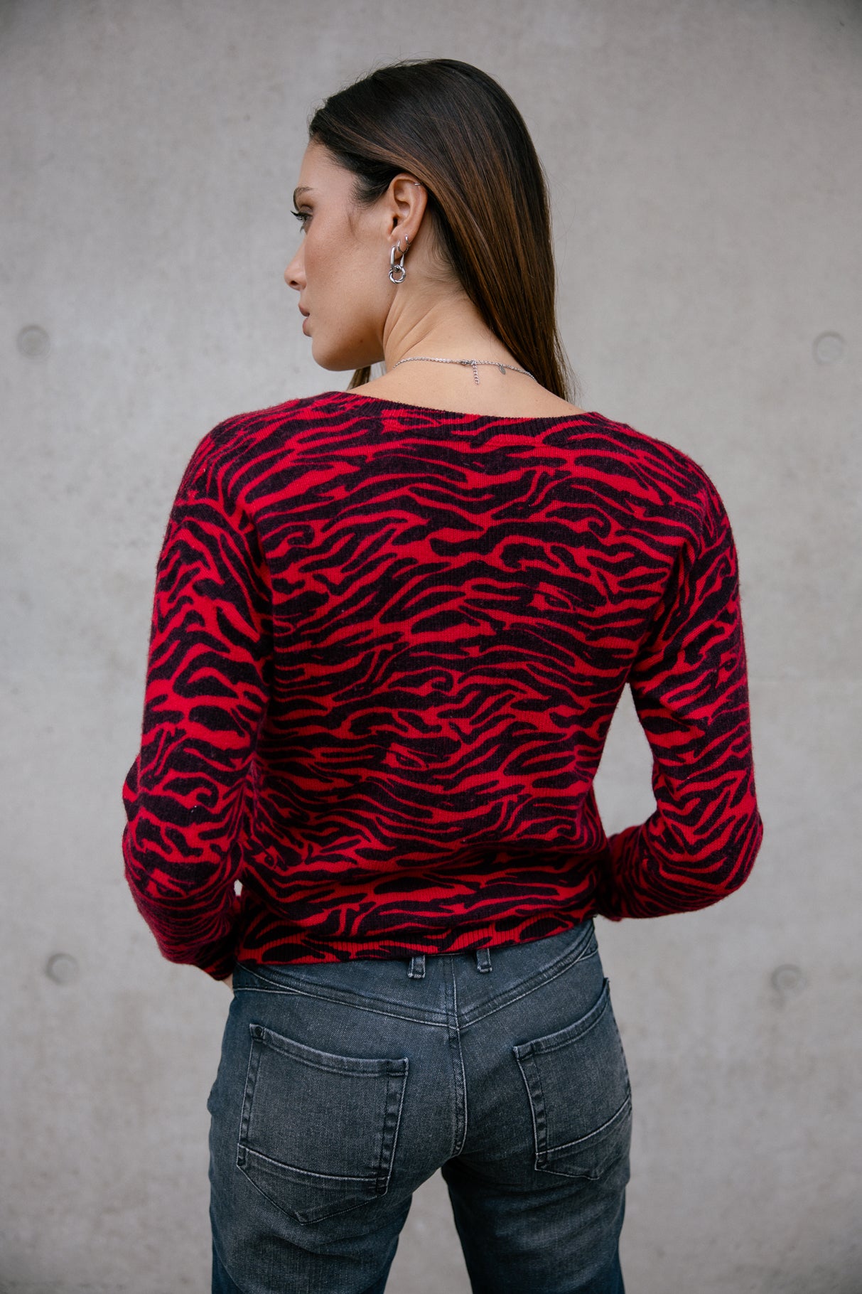 Pull imprimé zebré Frau Parina Zebra crimson | Freeman T. Porter