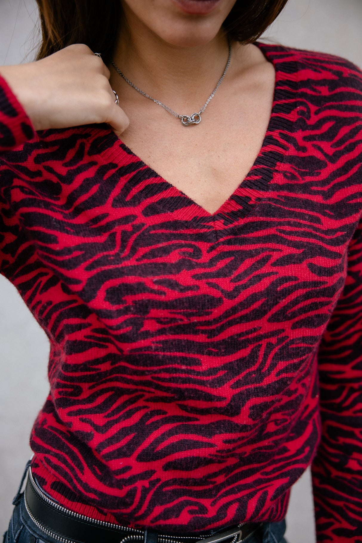Pull imprimé zebré Frau Parina Zebra crimson | Freeman T. Porter
