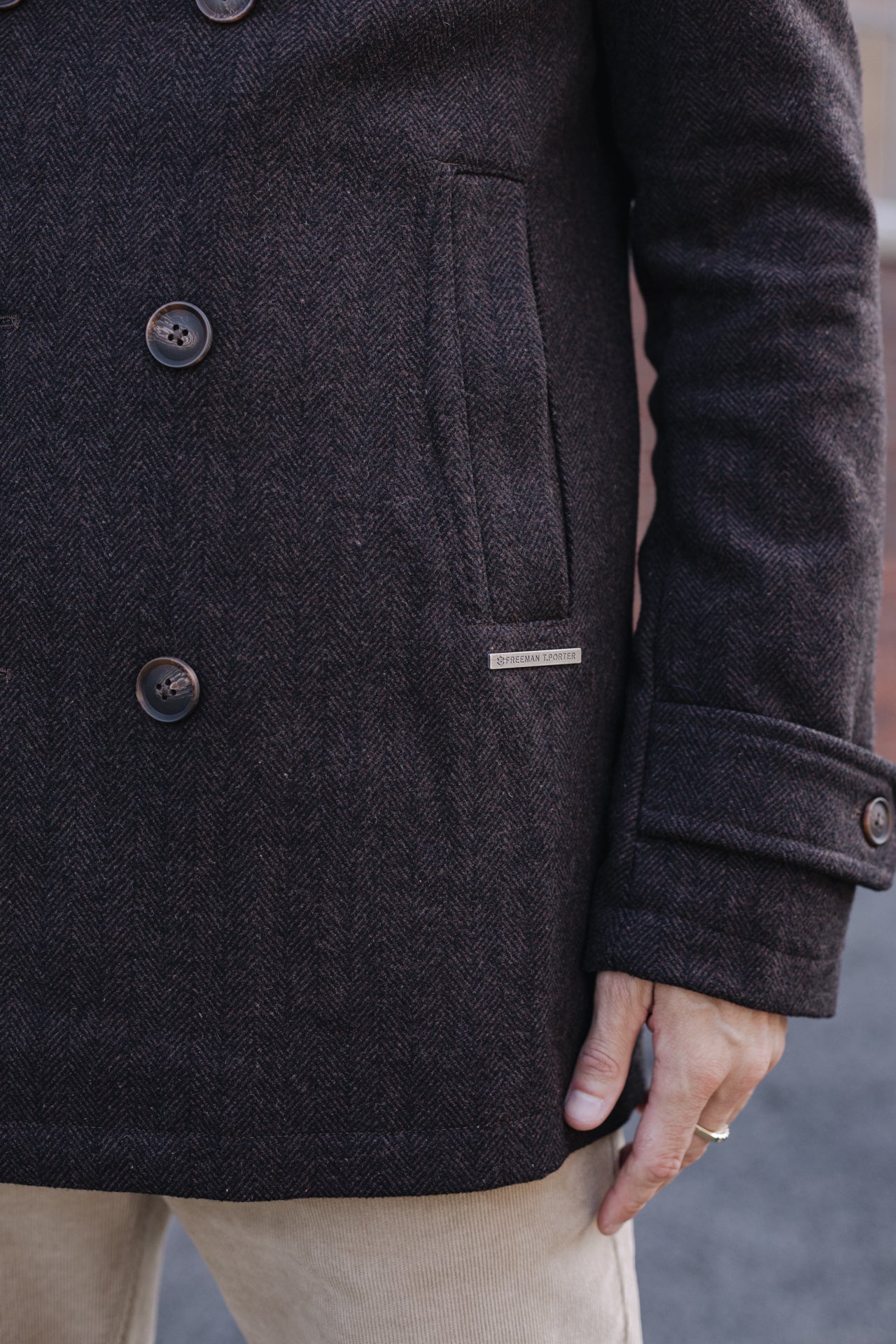 Manteau caban Men Wyatt Chevrony black coffee | Freeman T. Porter
