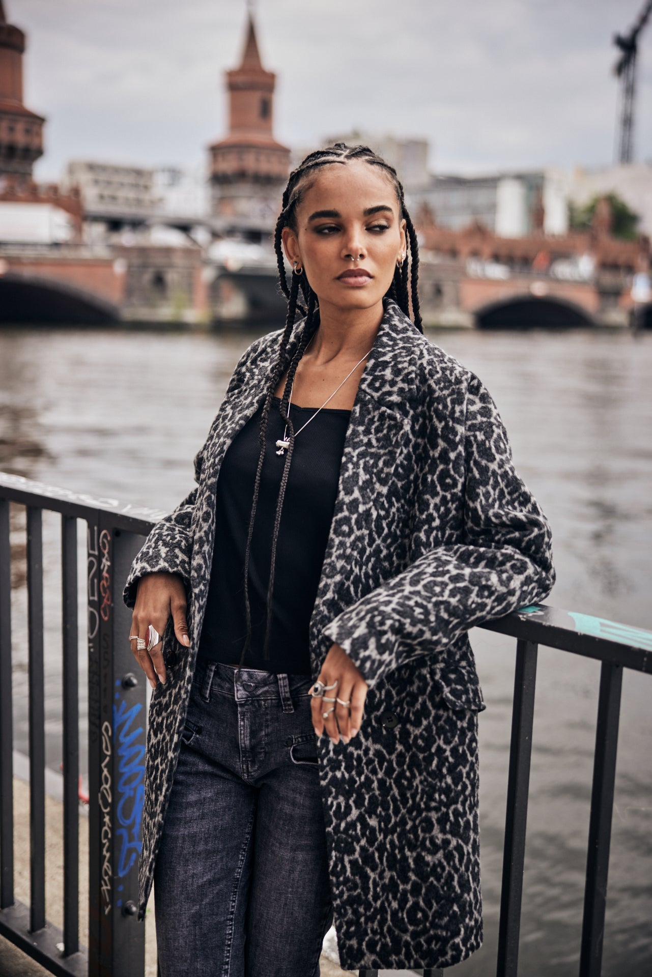 Manteau en drap de laine Femme Matiss Leo black | Freeman T. Porter