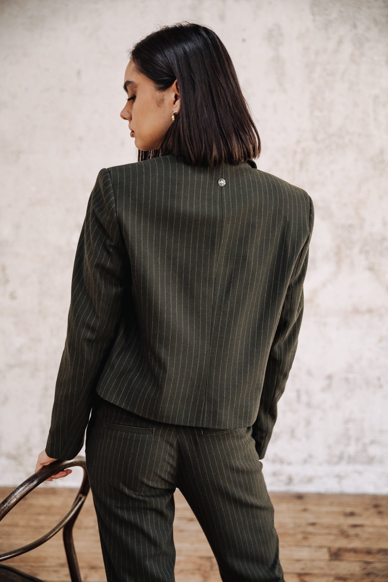 Blazer court Femme Océane Buren Khaki forest night | Freeman T. Porter