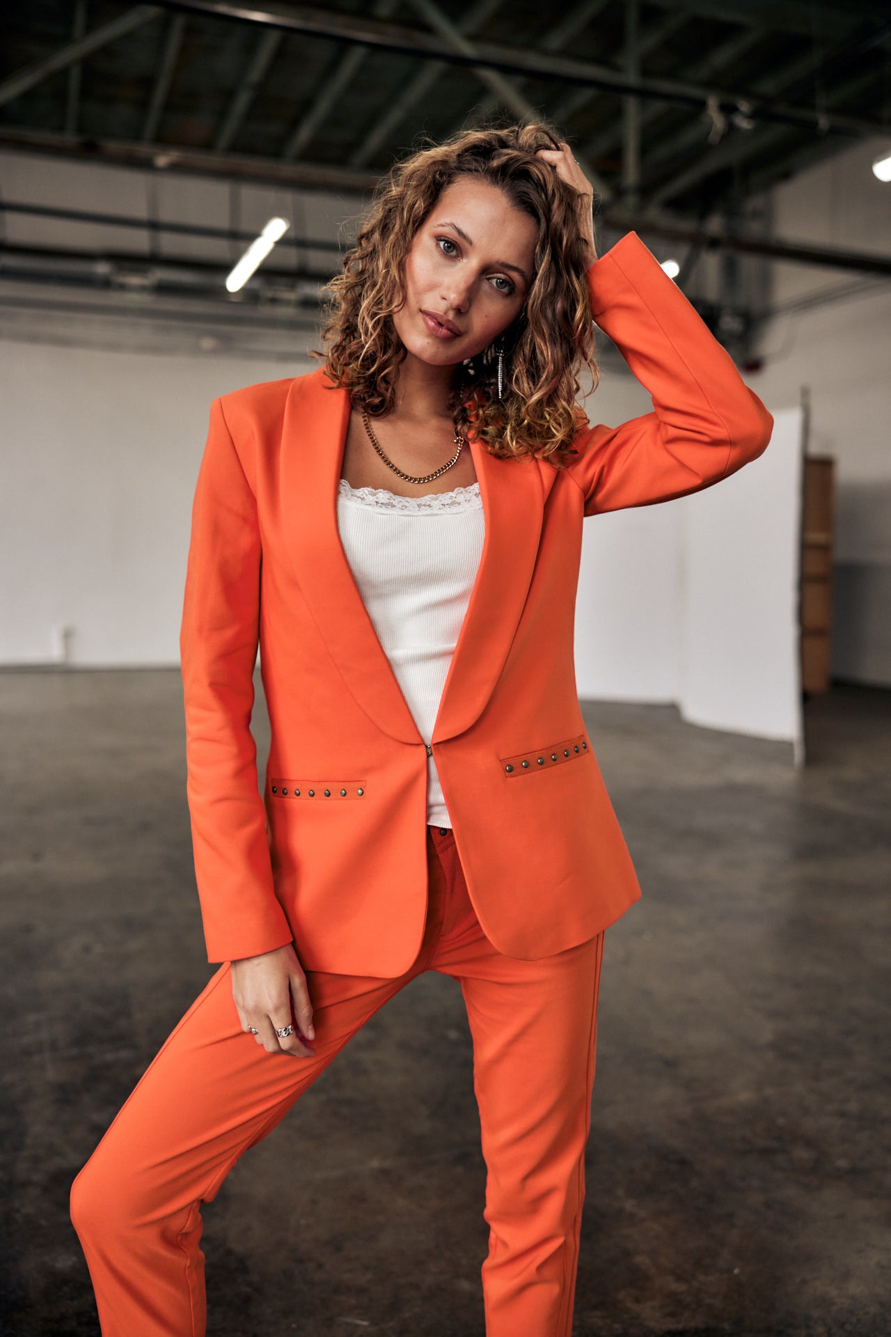 Blazer cintré Femme Stessy Polyneo tangerine tango | Freeman T. Porter