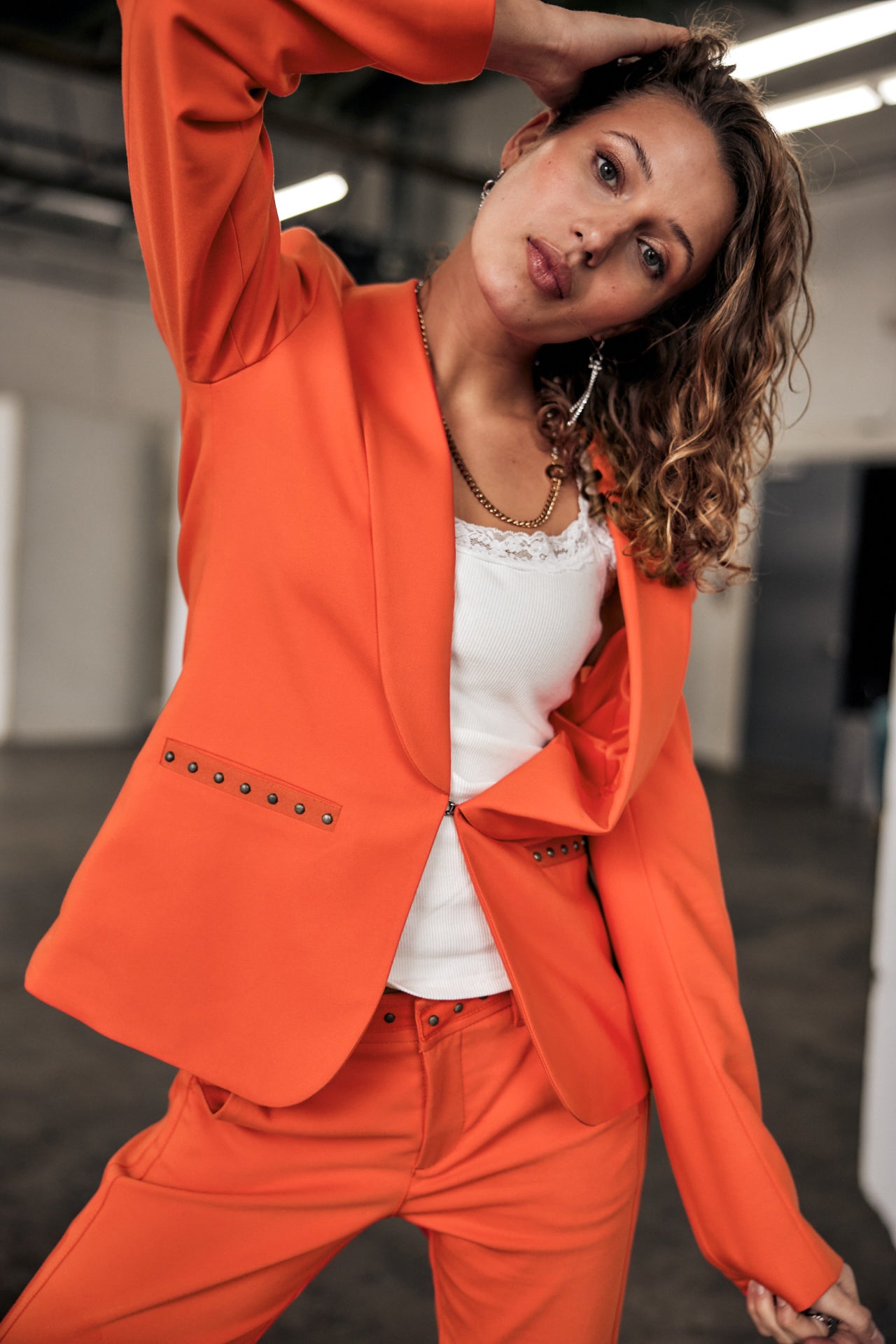Blazer cintré Femme Stessy Polyneo tangerine tango | Freeman T. Porter