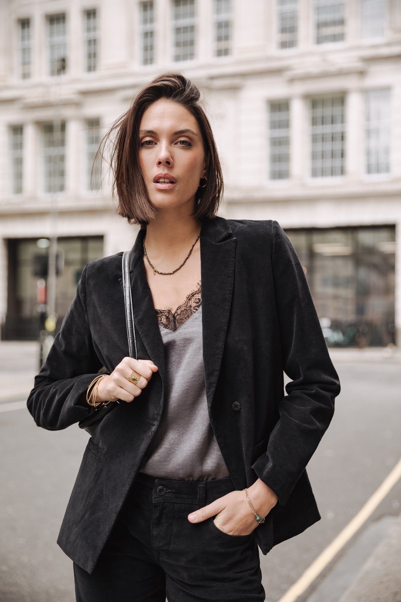 Blazer large Femme Bernie Velvet black | Freeman T. Porter