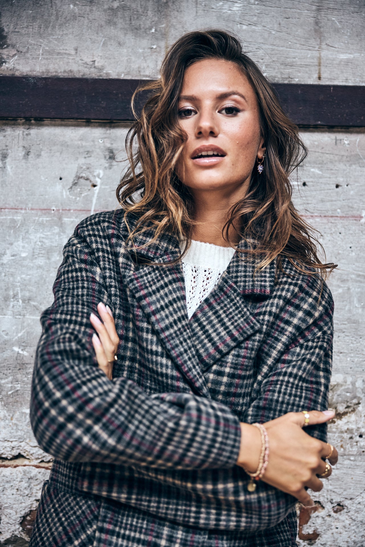 Manteau en drap de laine Woman Mabella Check original | Freeman T. Porter