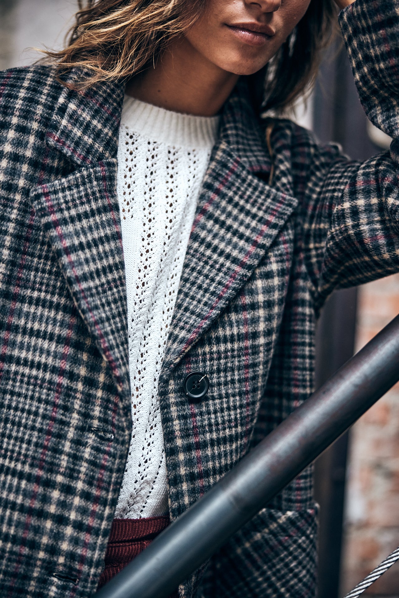 Manteau en drap de laine Woman Mabella Check original | Freeman T. Porter