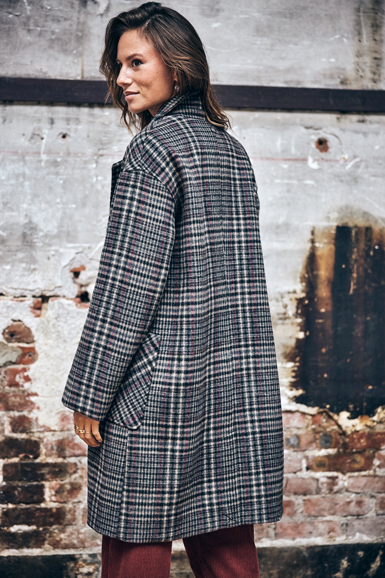 Manteau en drap de laine Woman Mabella Check original | Freeman T. Porter