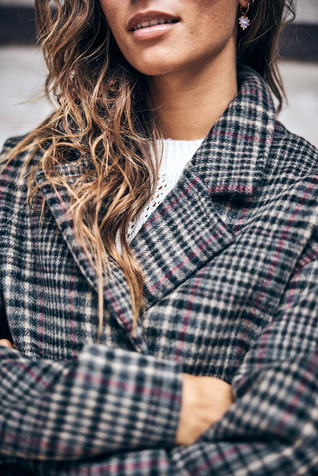 Manteau en drap de laine Woman Mabella Check original | Freeman T. Porter