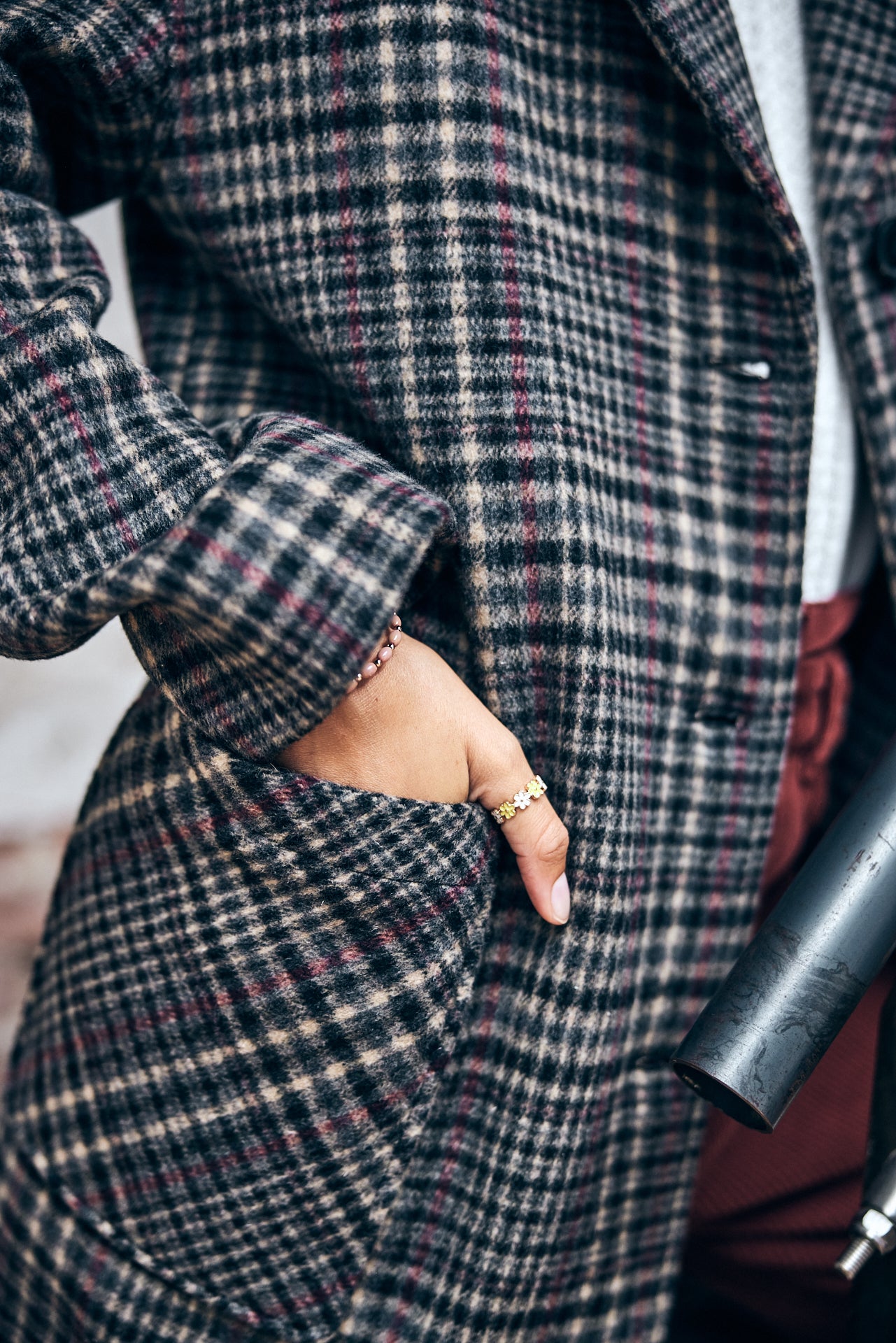 Manteau en drap de laine Woman Mabella Check original | Freeman T. Porter