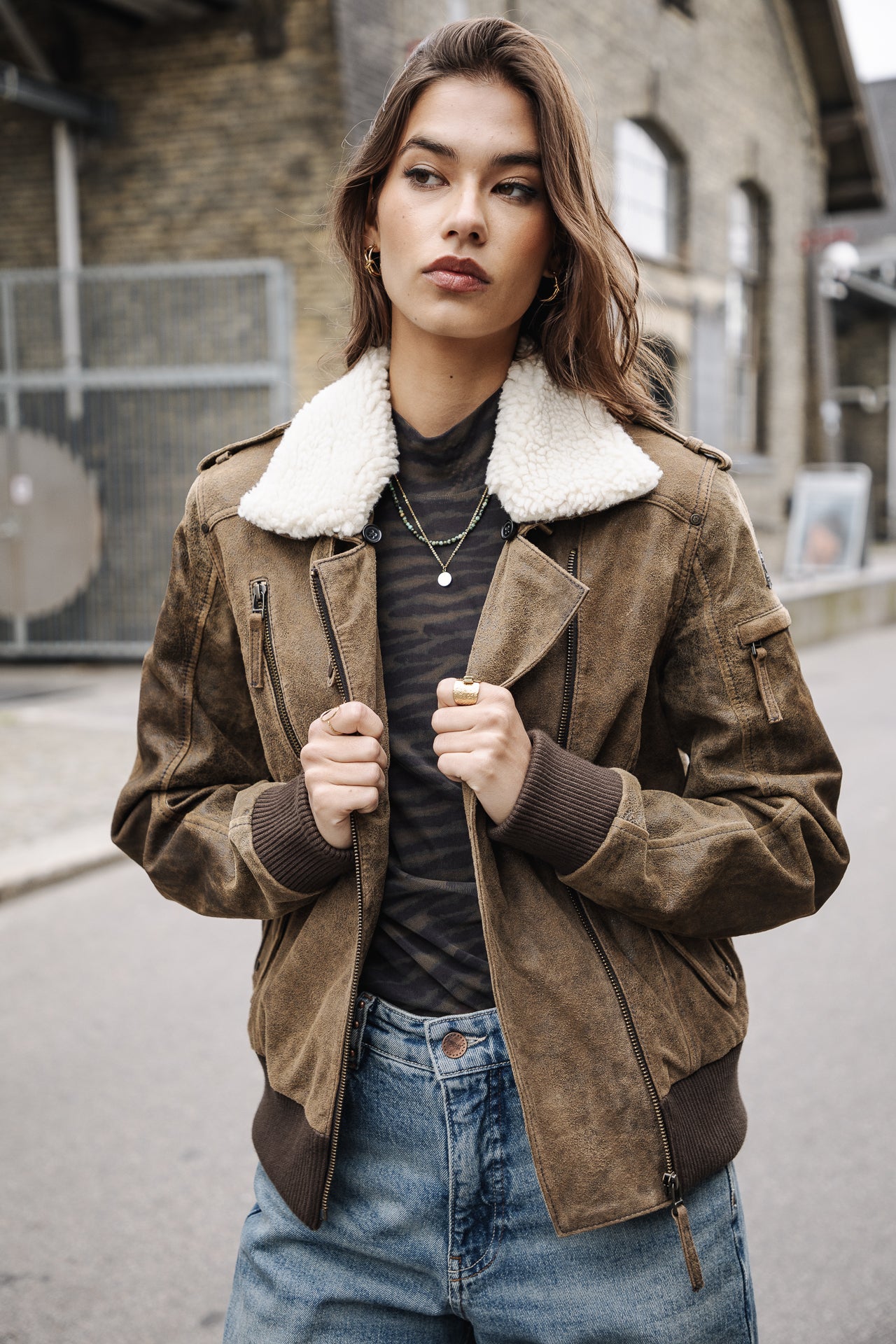 Veste en cuir Femme Siana Used Leather capers | Freeman T. Porter