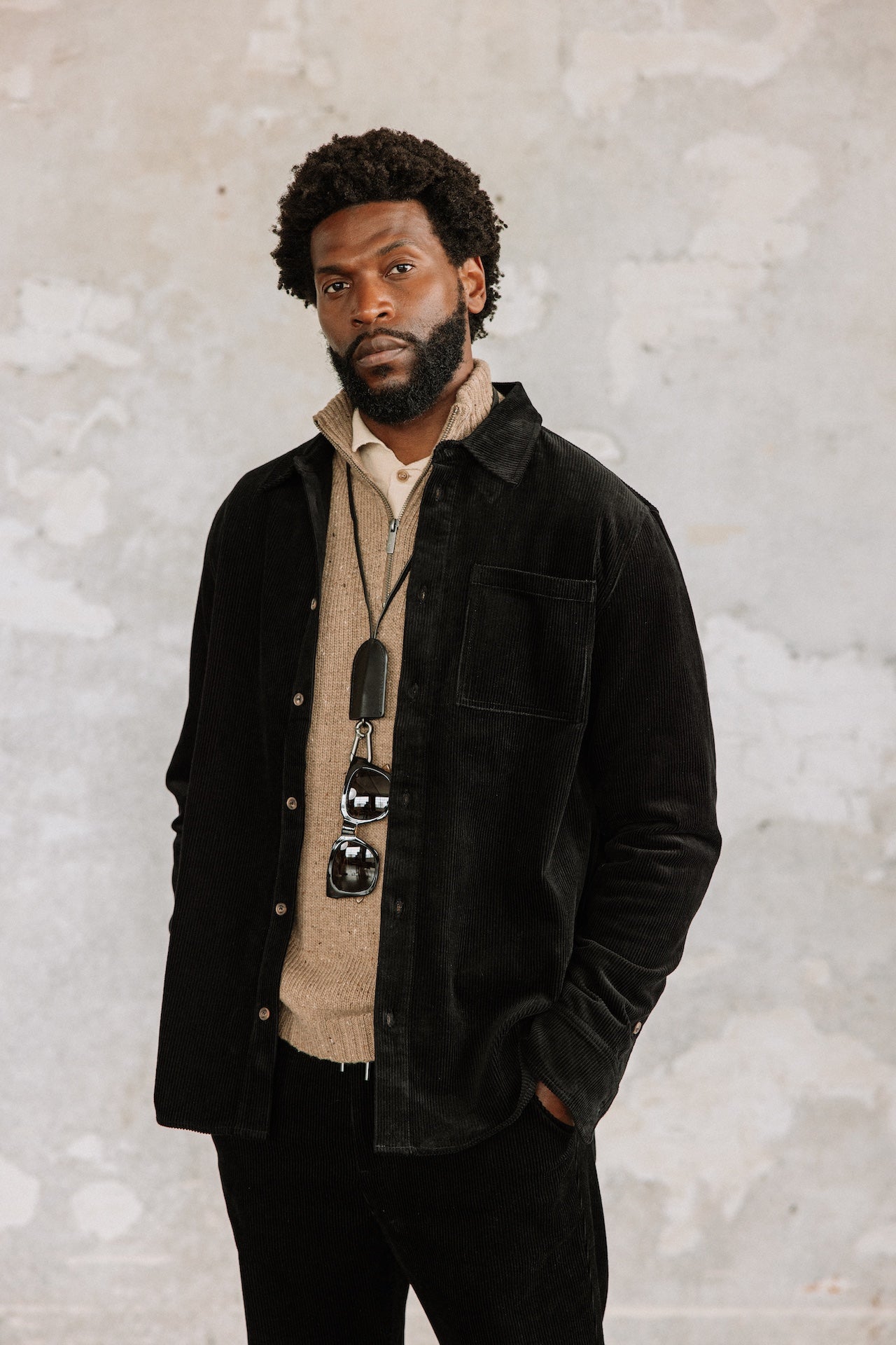 Chemise en velours Hombres Paolo Corduroy black | Freeman T. Porter