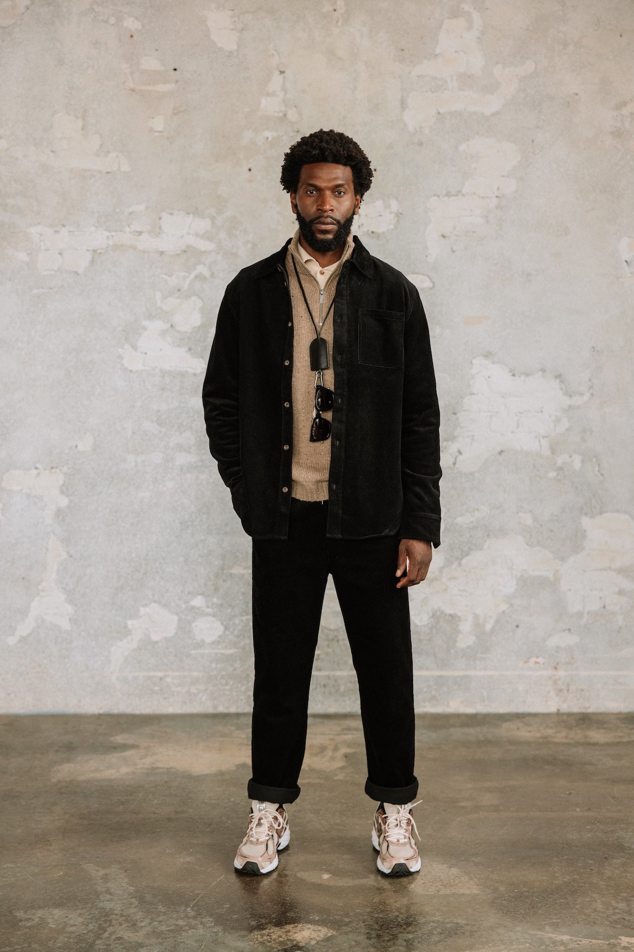 Chemise en velours Hombres Paolo Corduroy black | Freeman T. Porter