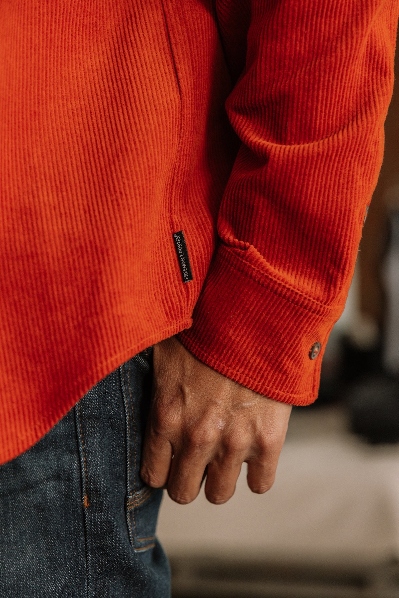 Chemise en velours Hombres Paolo Corduroy mecca orange | Freeman T. Porter