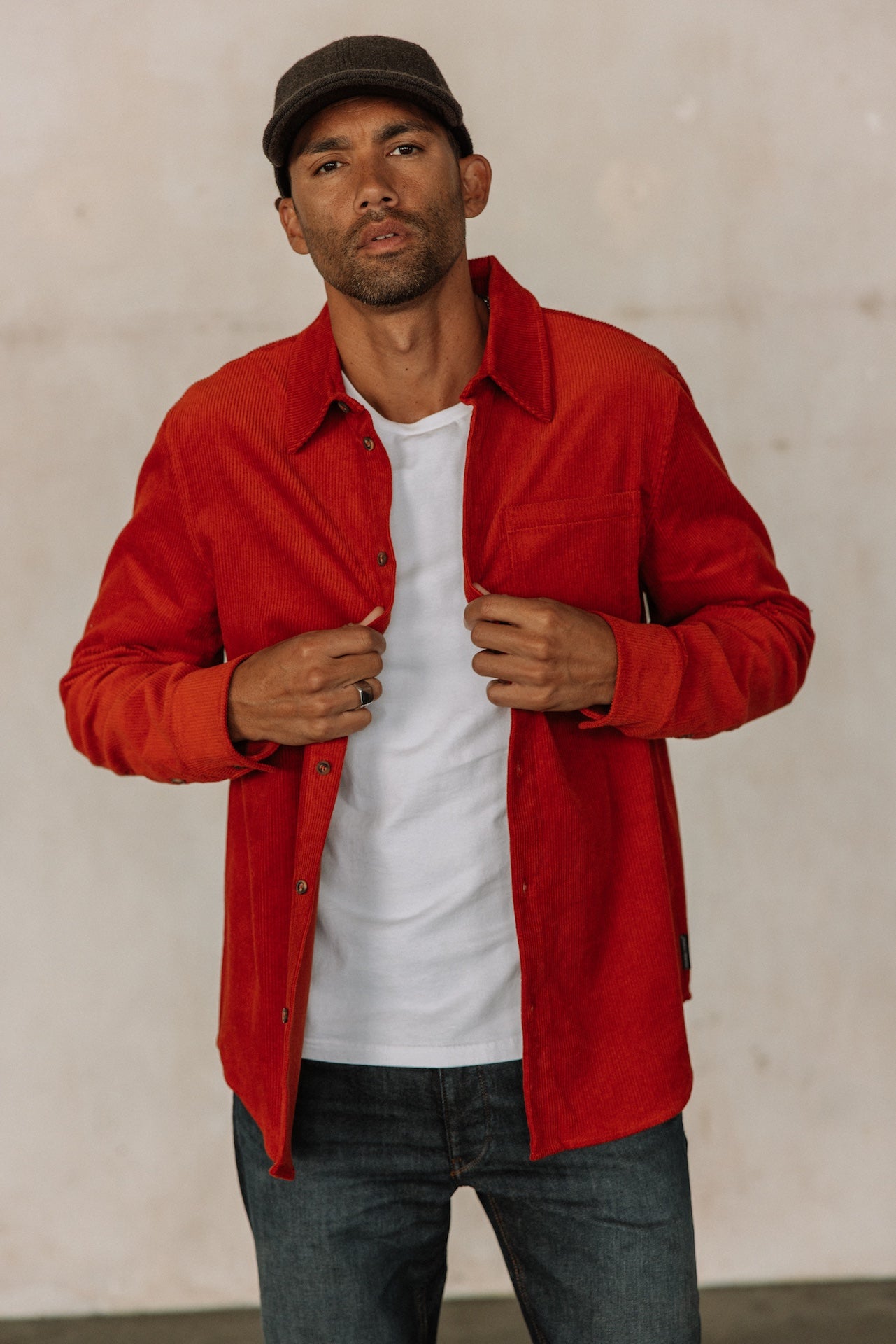 Chemise en velours Hombres Paolo Corduroy mecca orange | Freeman T. Porter