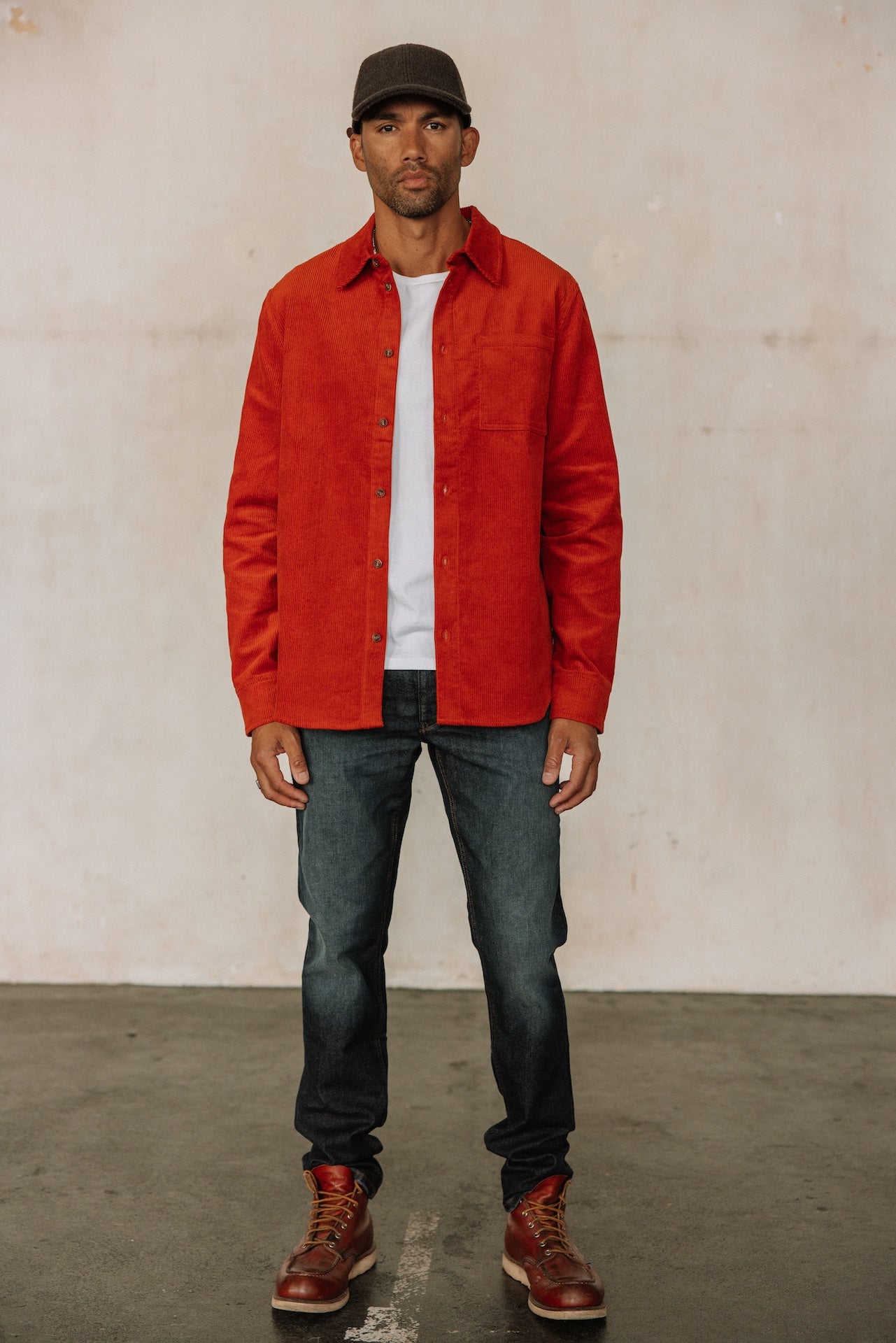 Chemise en velours Hombres Paolo Corduroy mecca orange | Freeman T. Porter