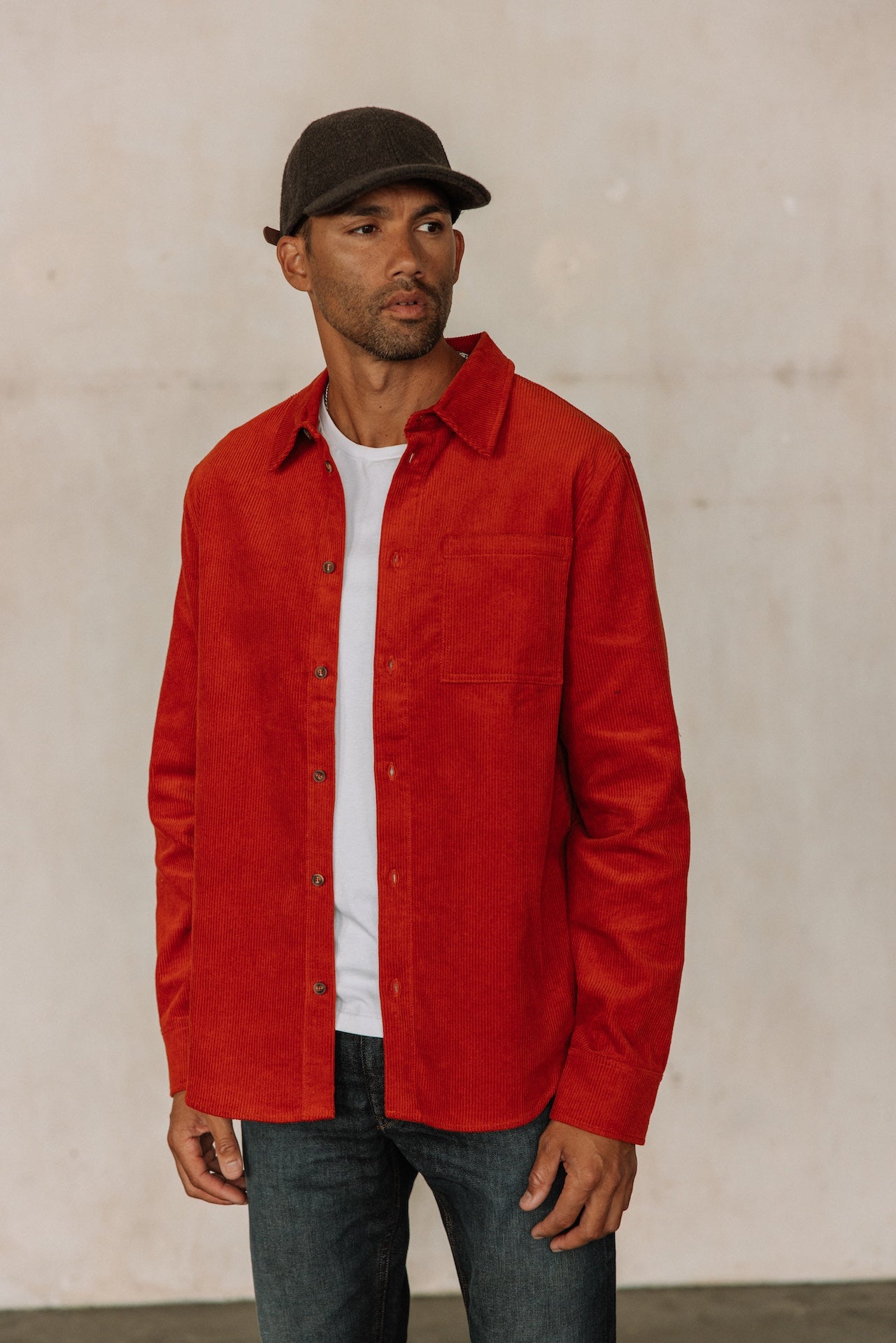 Chemise en velours Hombres Paolo Corduroy mecca orange | Freeman T. Porter