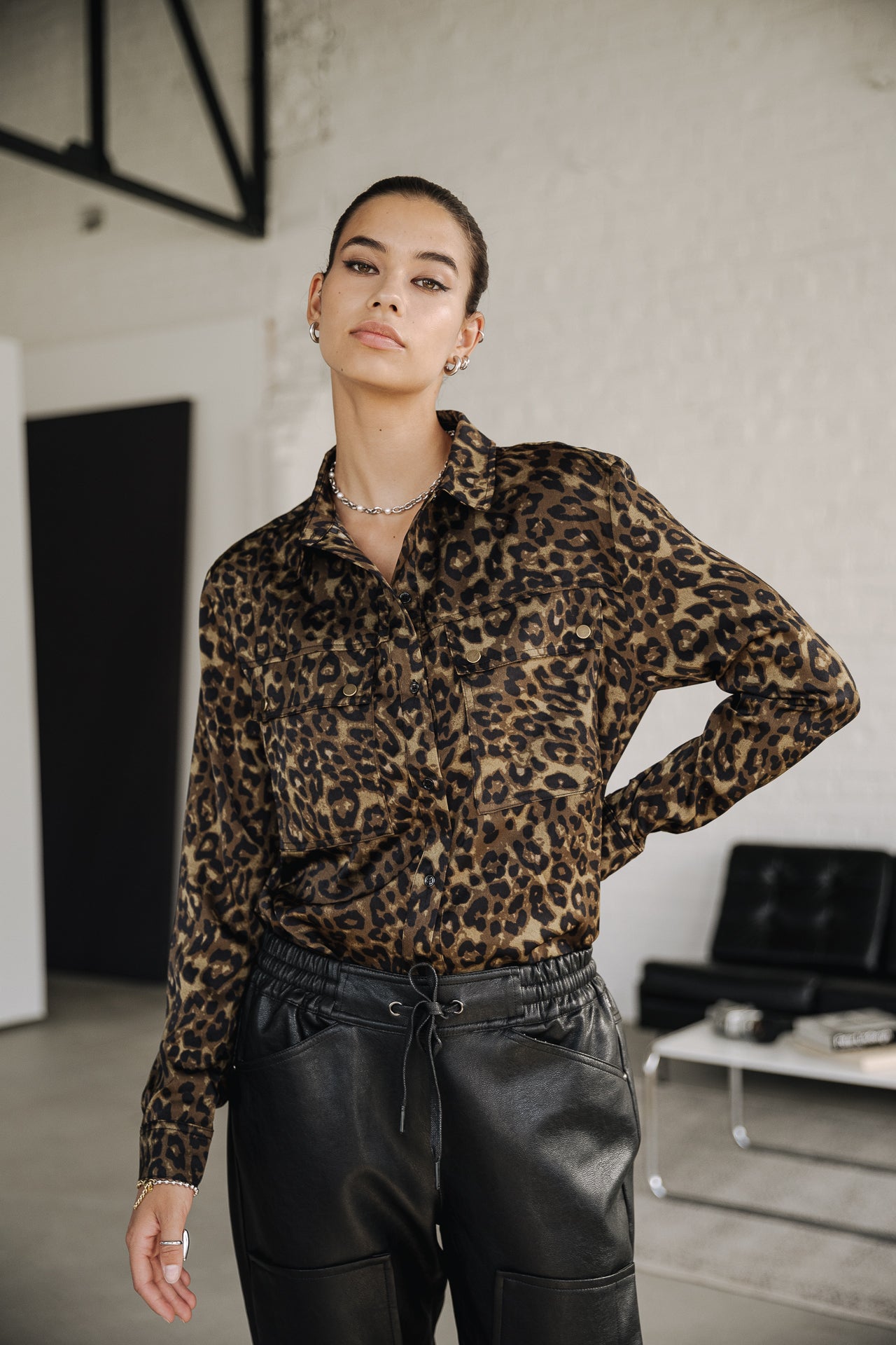 Top manches longues Mujer Corina Leopardo khaki | Freeman T. Porter