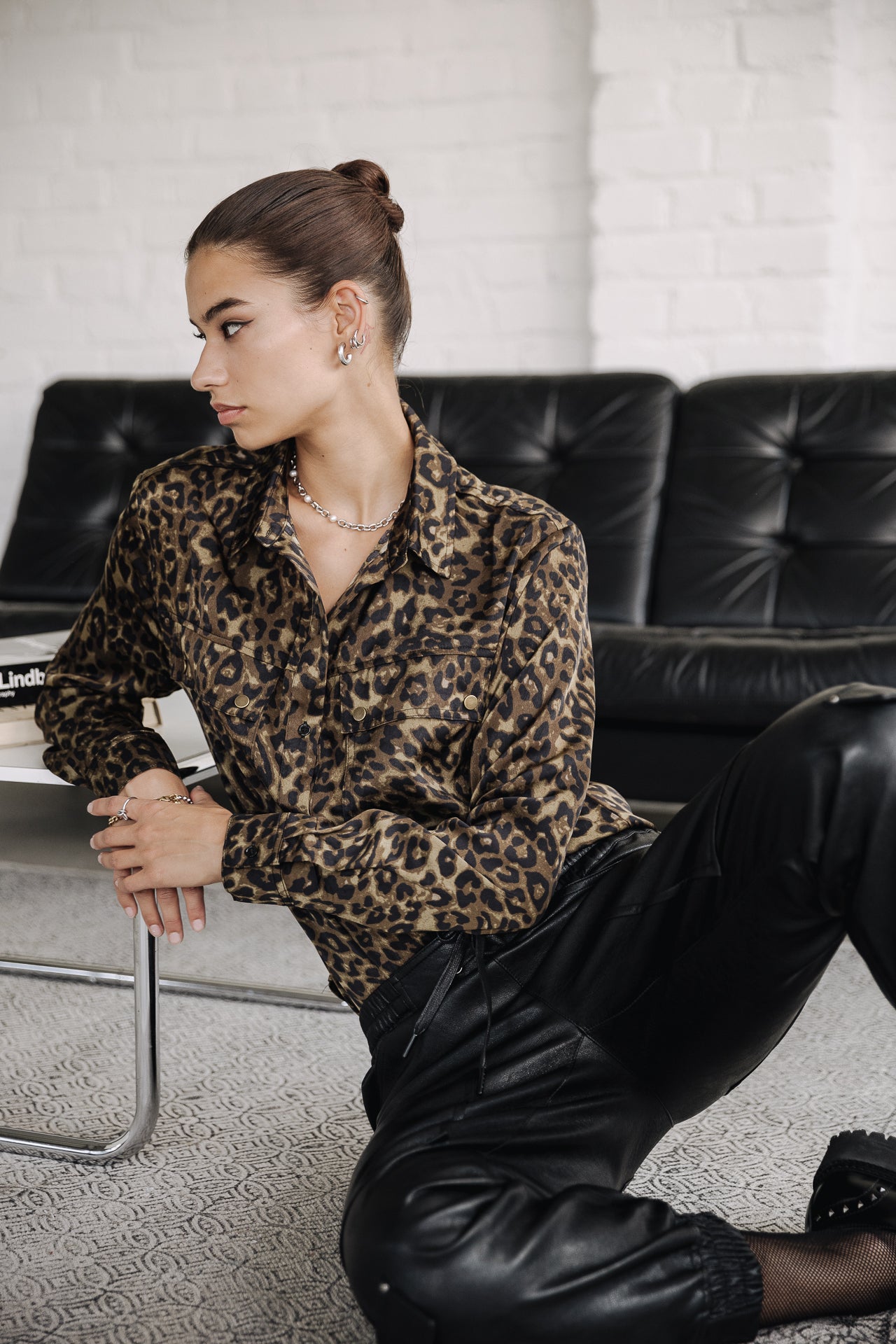 Top manches longues Mujer Corina Leopardo khaki | Freeman T. Porter