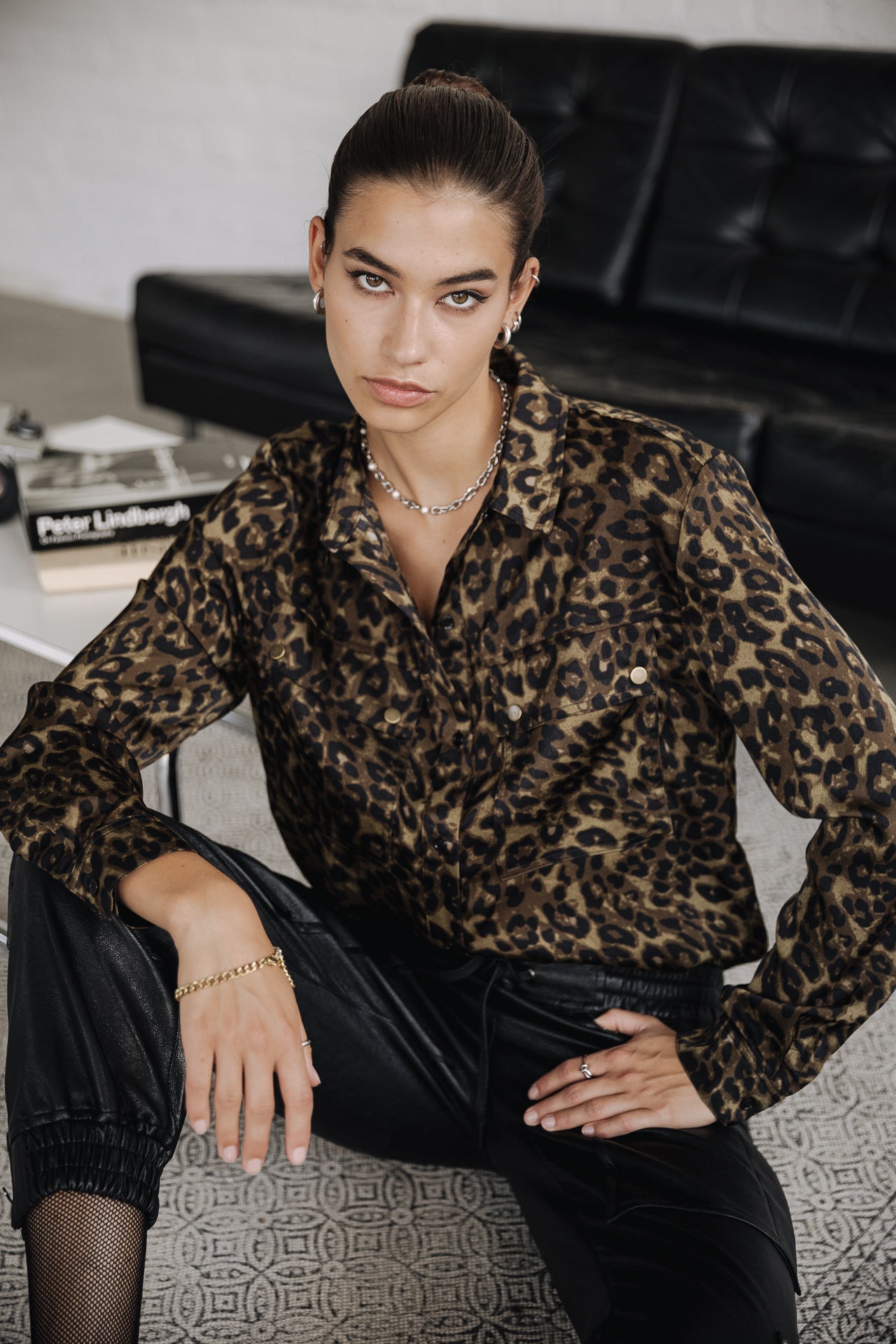 Top manches longues Mujer Corina Leopardo khaki | Freeman T. Porter