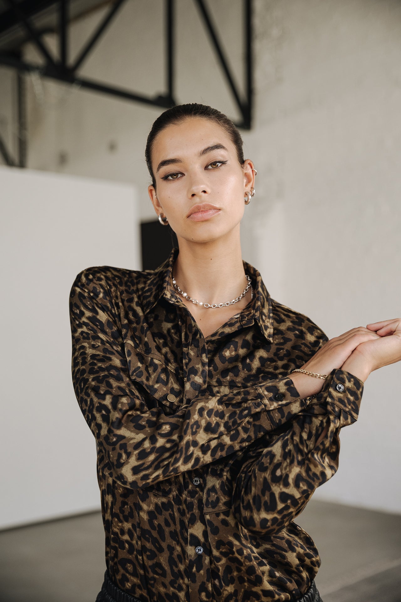 Top manches longues Femme Corina Leopardo khaki | Freeman T. Porter