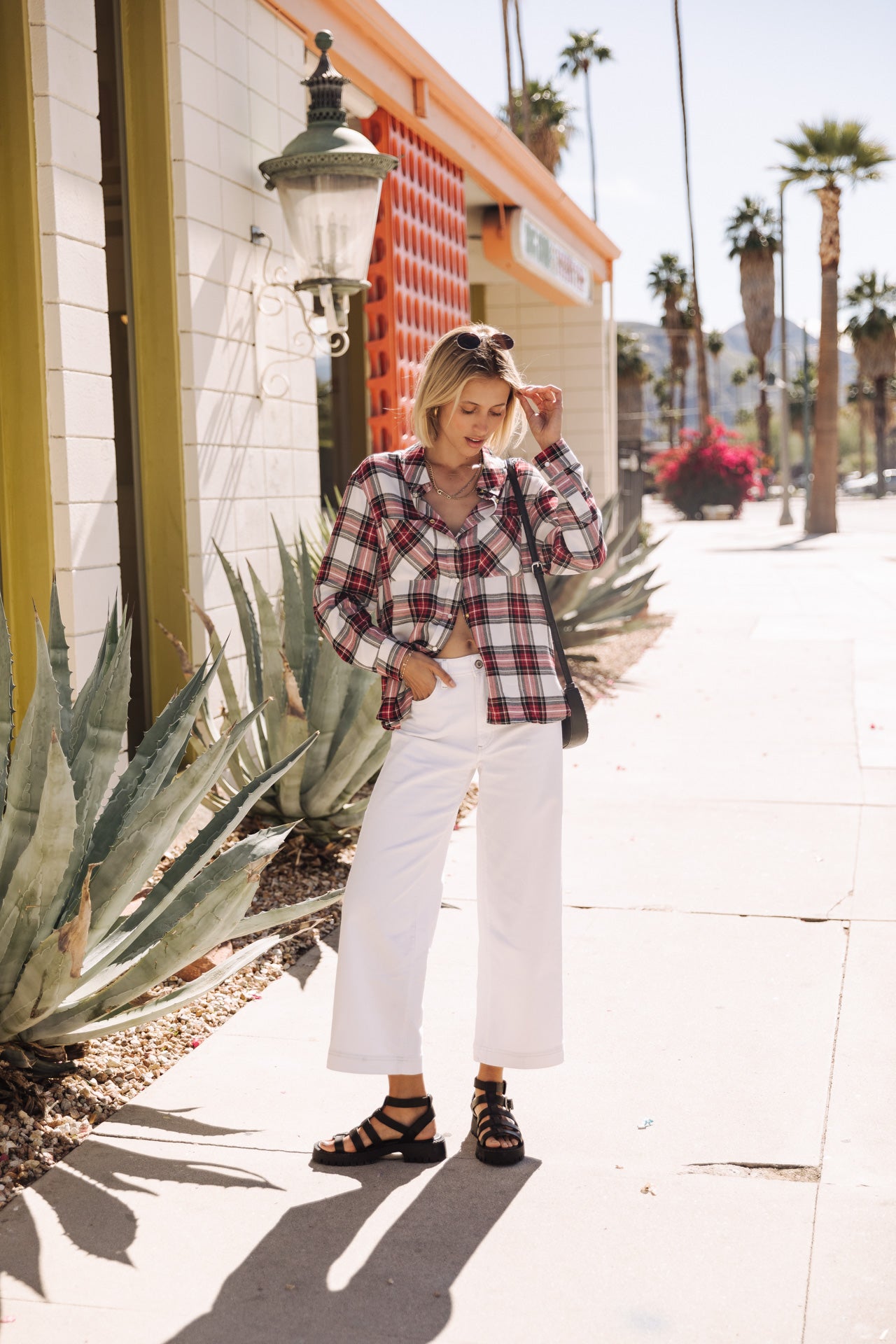 Top manches longues Femme Tickya Plaid white | Freeman T. Porter