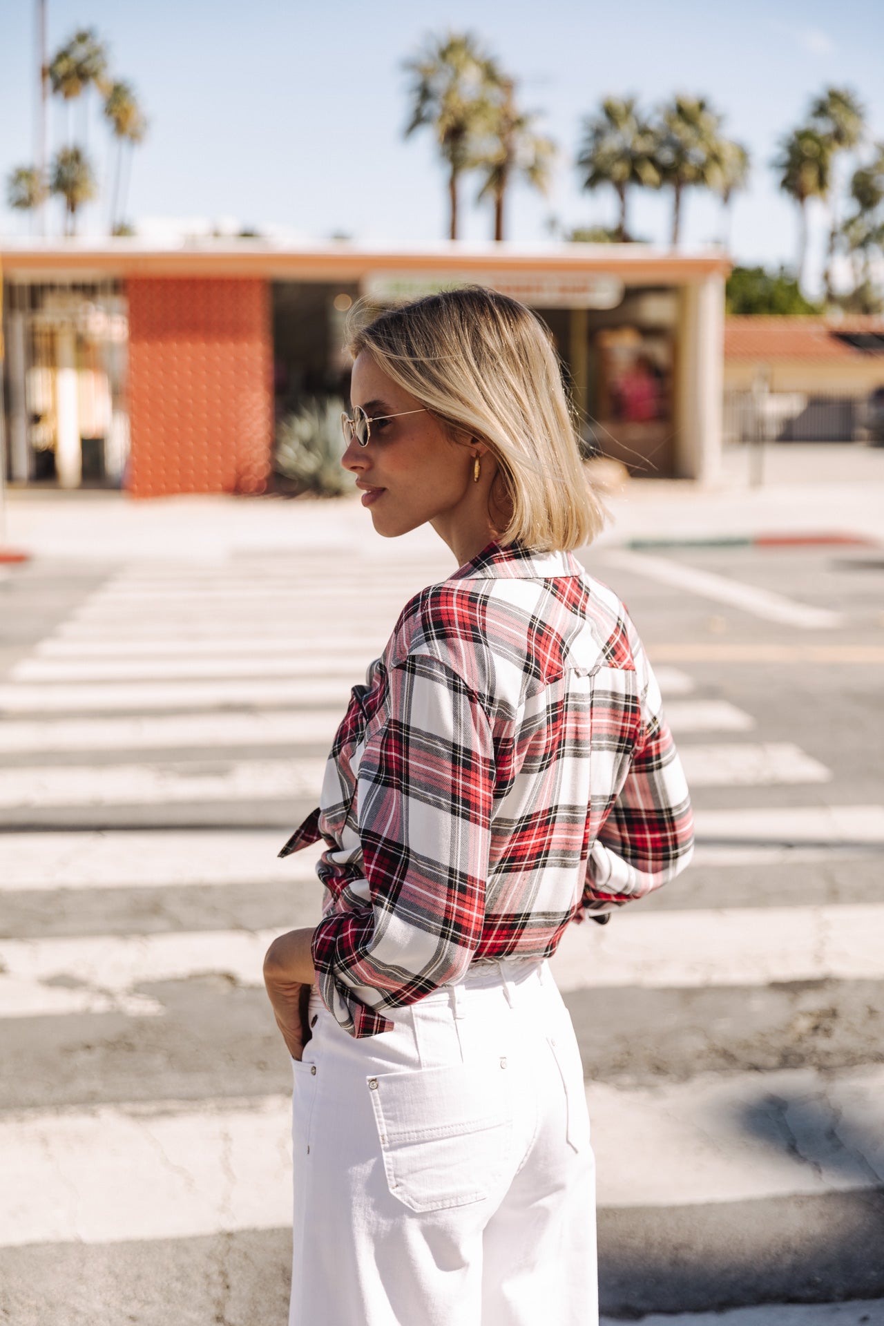Top manches longues Femme Tickya Plaid white | Freeman T. Porter