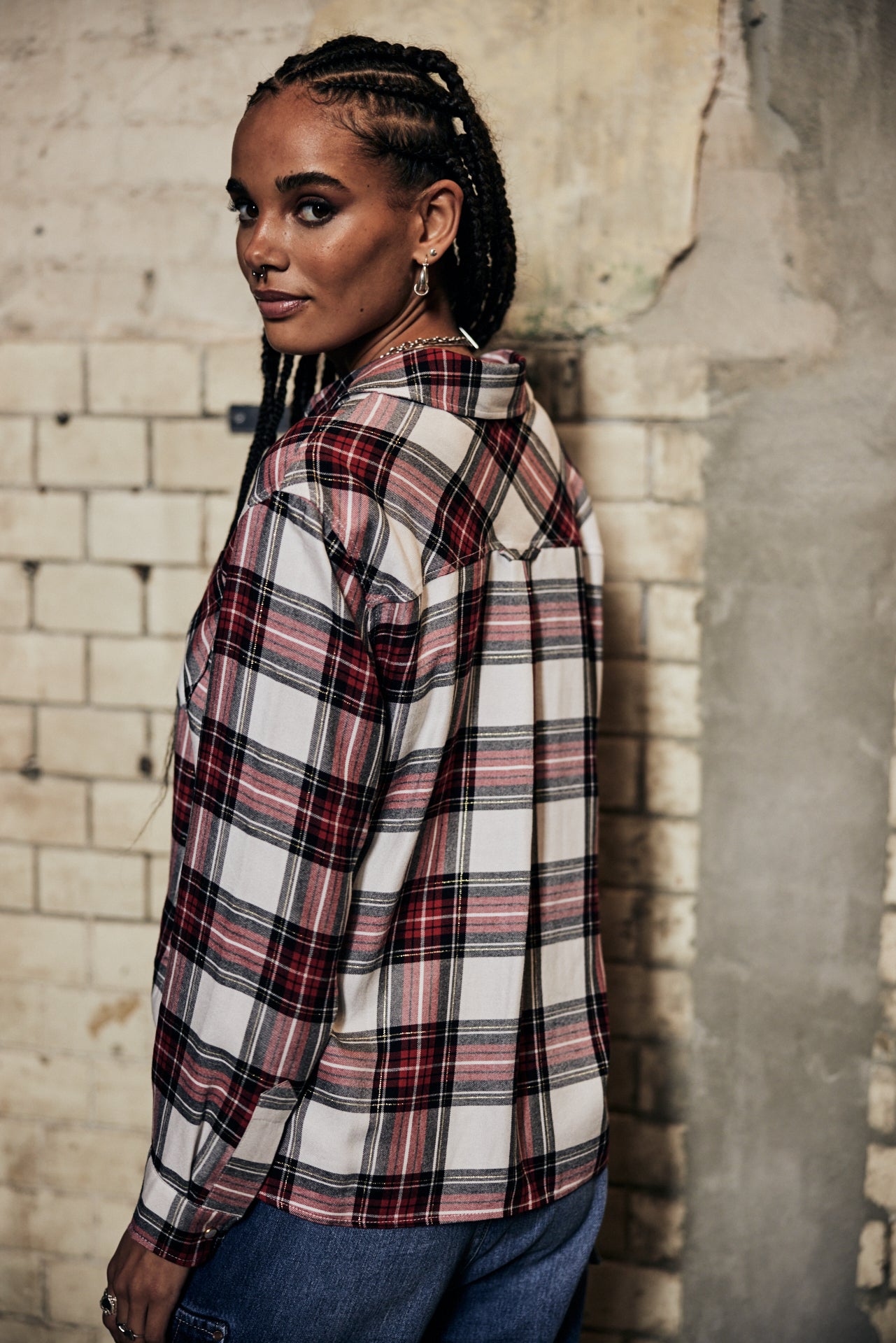 Top manches longues Femme Tickya Plaid white | Freeman T. Porter