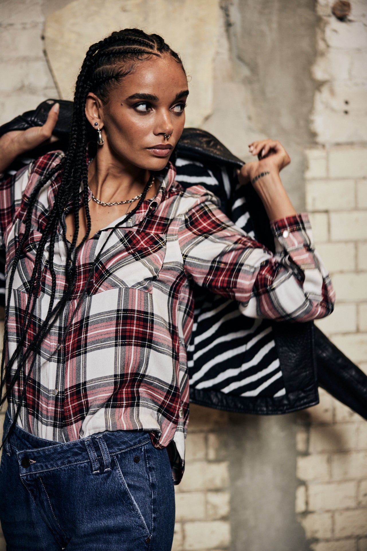 Top manches longues Femme Tickya Plaid white | Freeman T. Porter