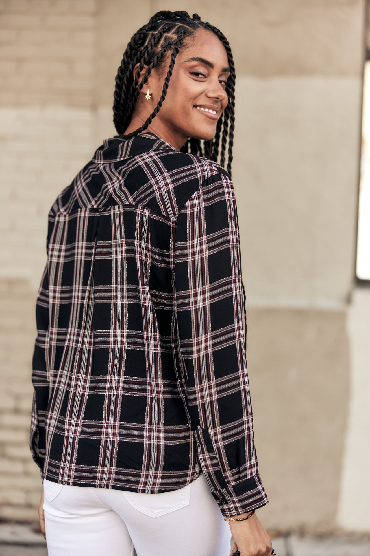 Top manches longues Femme Tickya Plaid black | Freeman T. Porter