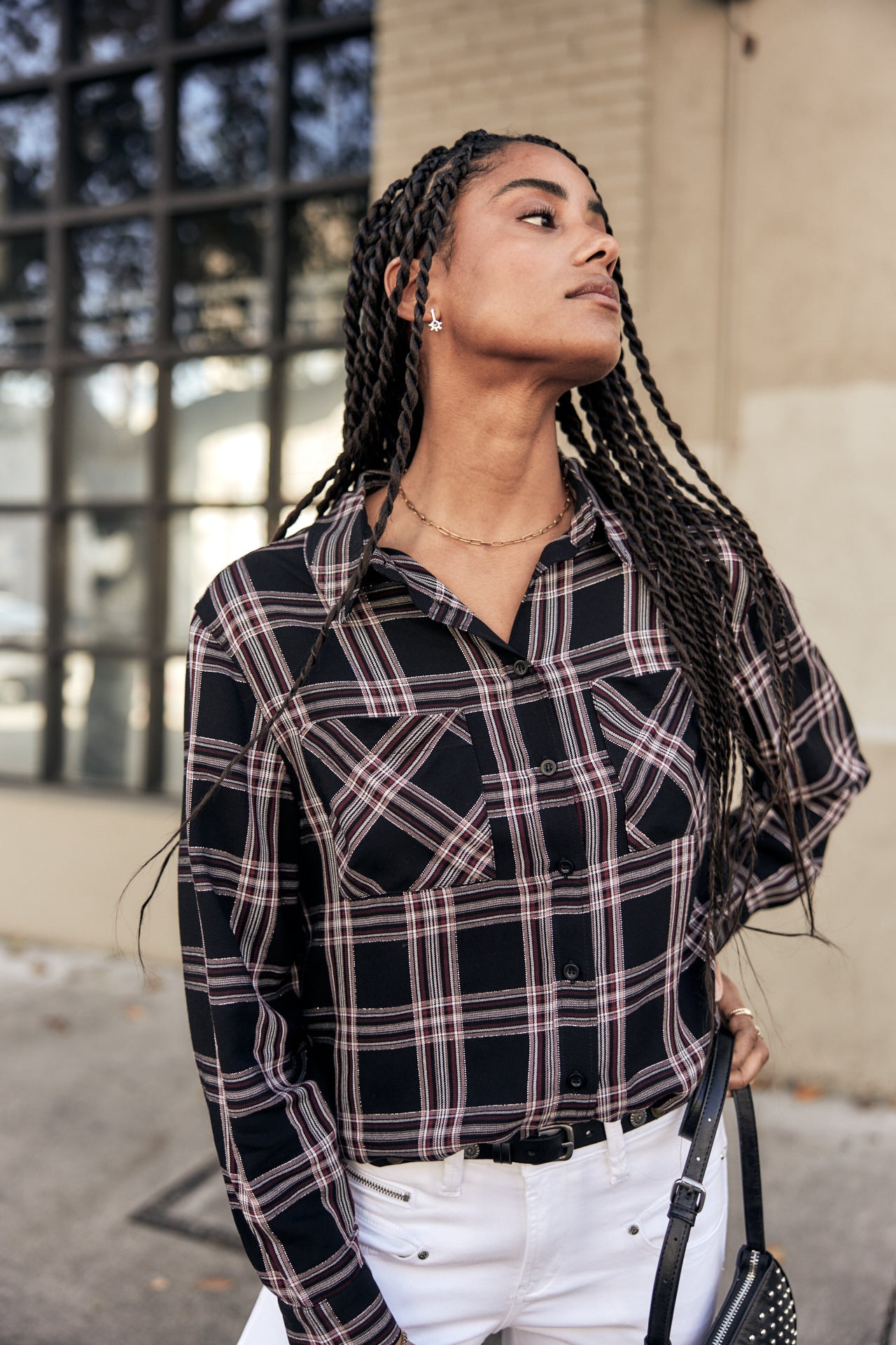 Top manches longues Mujer Tickya Plaid black | Freeman T. Porter