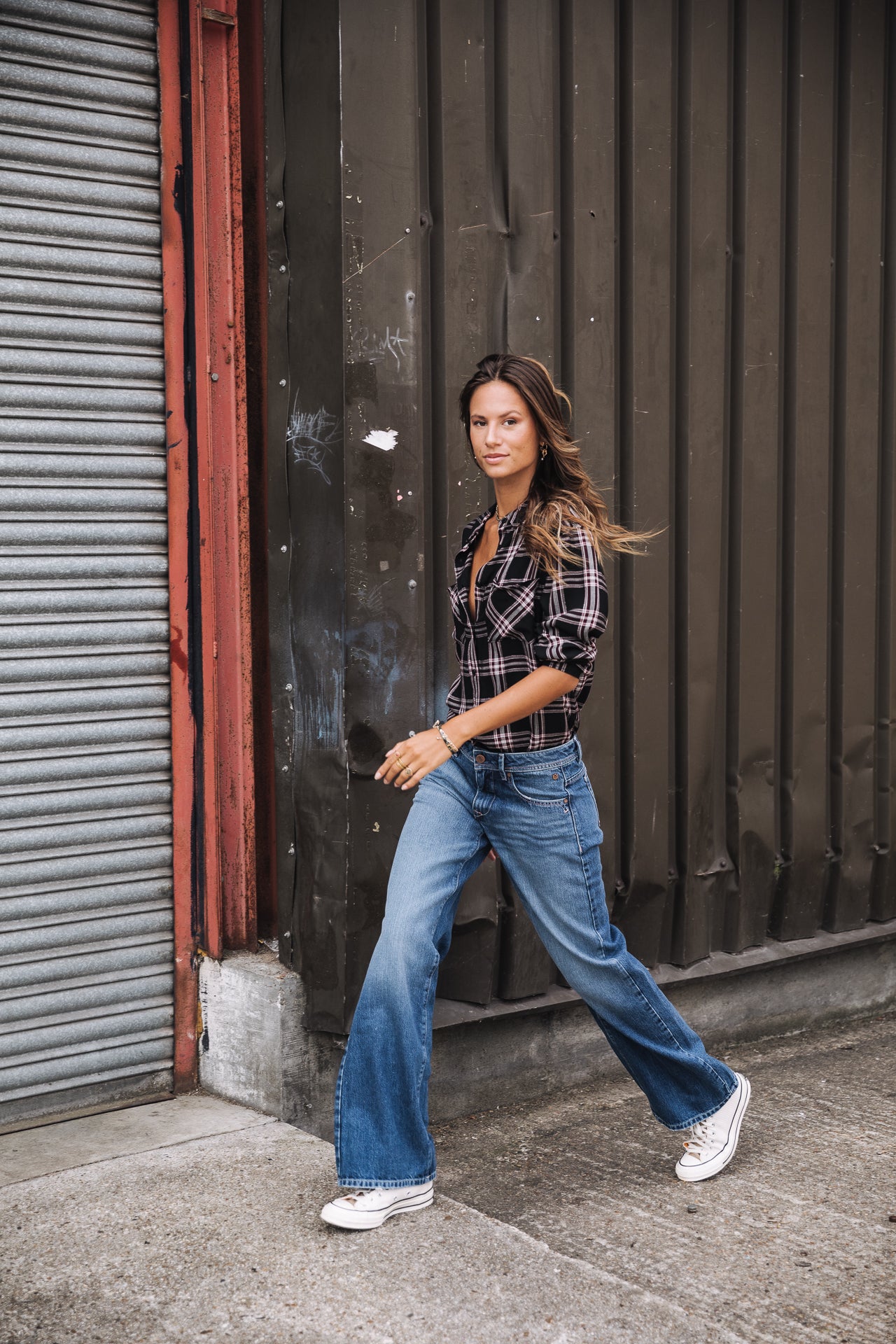 Top manches longues Mujer Tickya Plaid black | Freeman T. Porter
