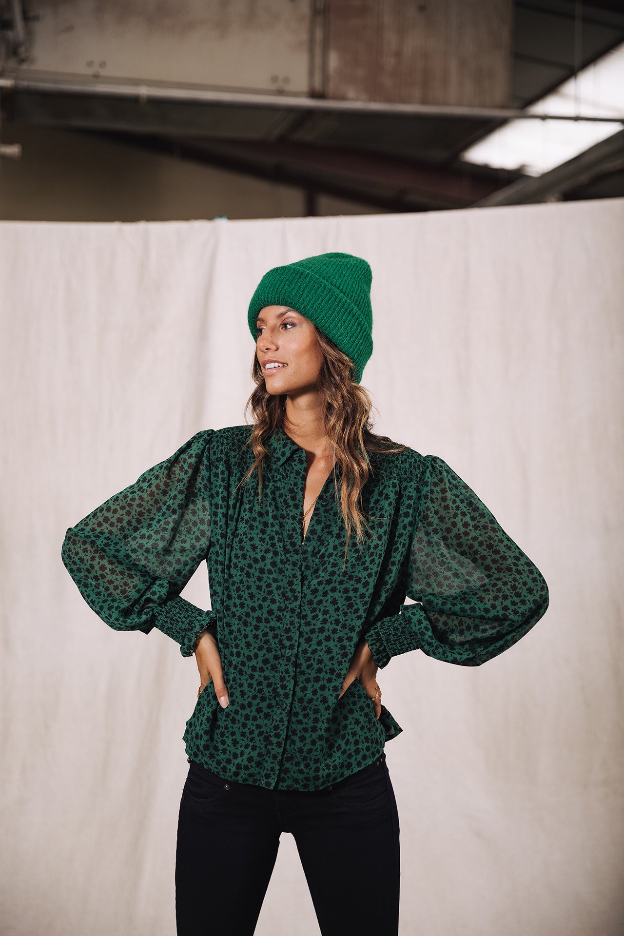 Top manches longues Mujer Eloise Clover pine green | Freeman T. Porter