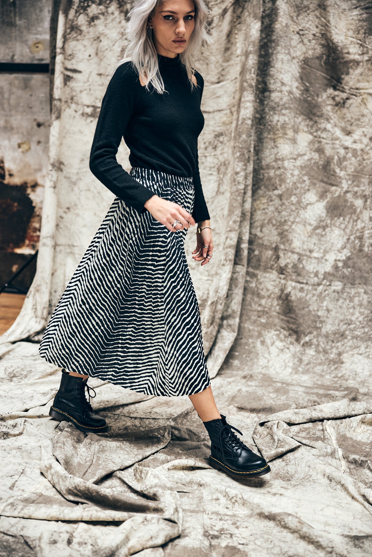 Jupe plissée Femme Josepha Eqino black | Freeman T. Porter