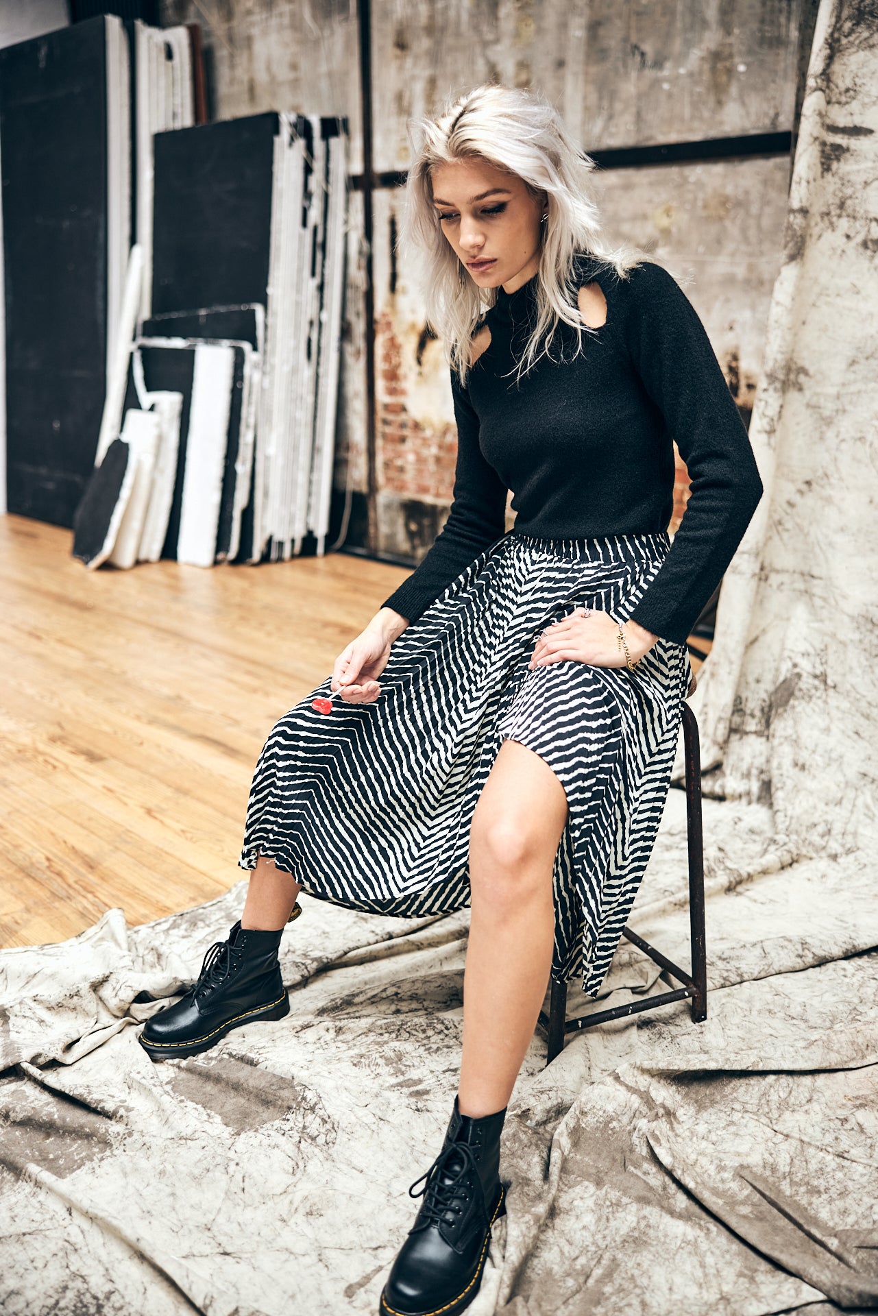 Jupe plissée Femme Josepha Eqino black | Freeman T. Porter